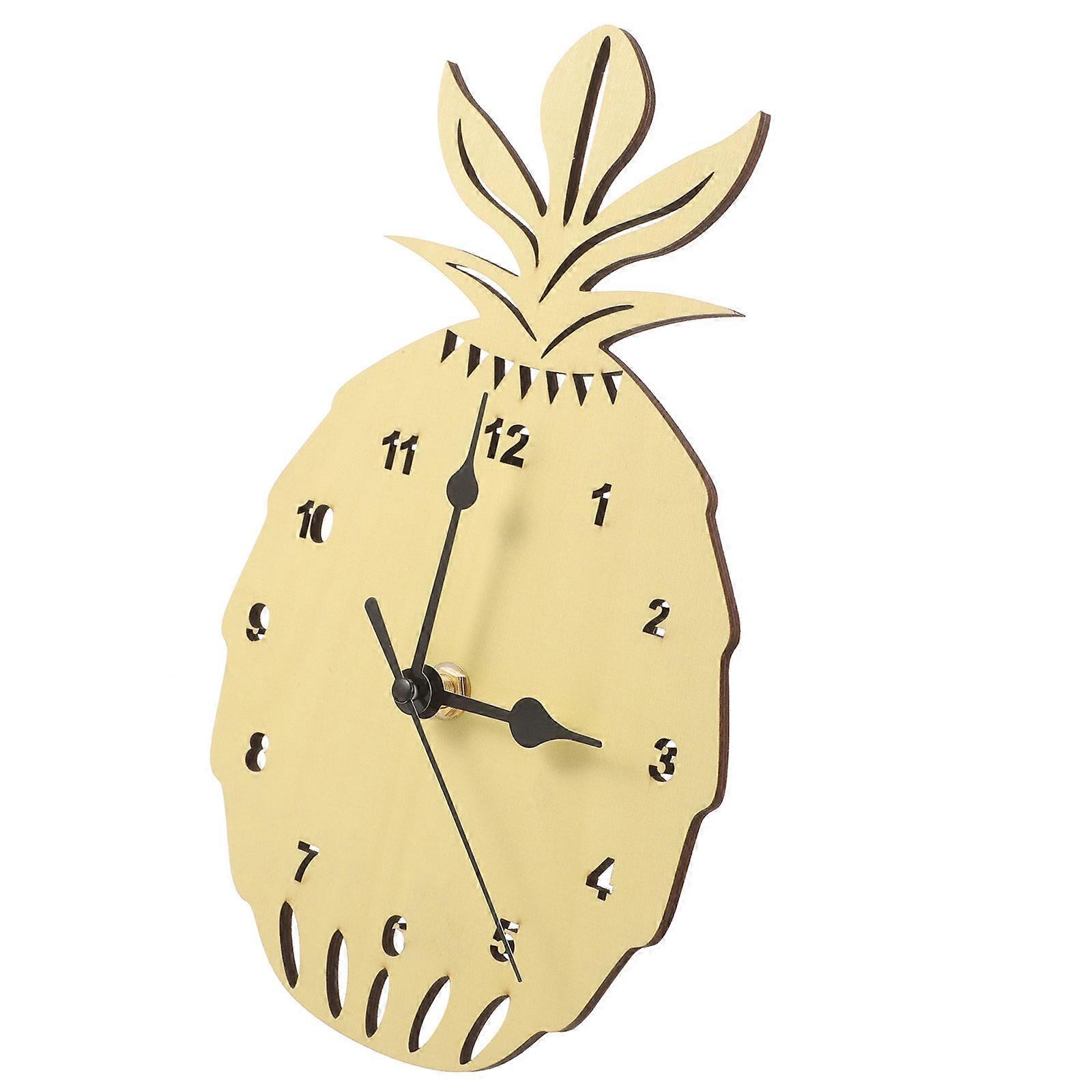 Pineapple Shaped Wall Clock for Timing 2Pcs Nordic Style Silent Wooden Clock