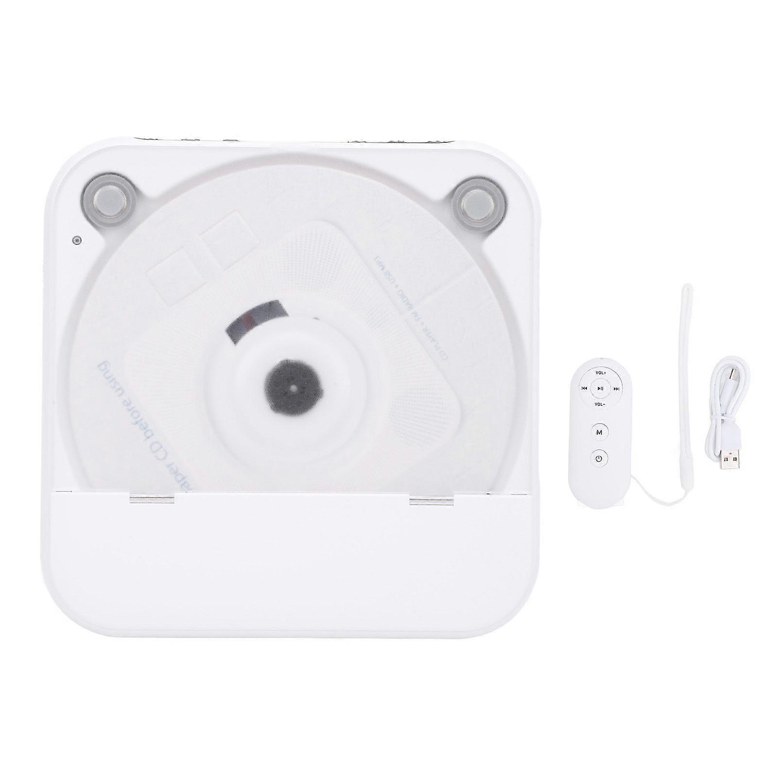 Bluetooth Portable CD Player MP3 Stereo Sound Desktop CD Music Player with Remote Control for Home White