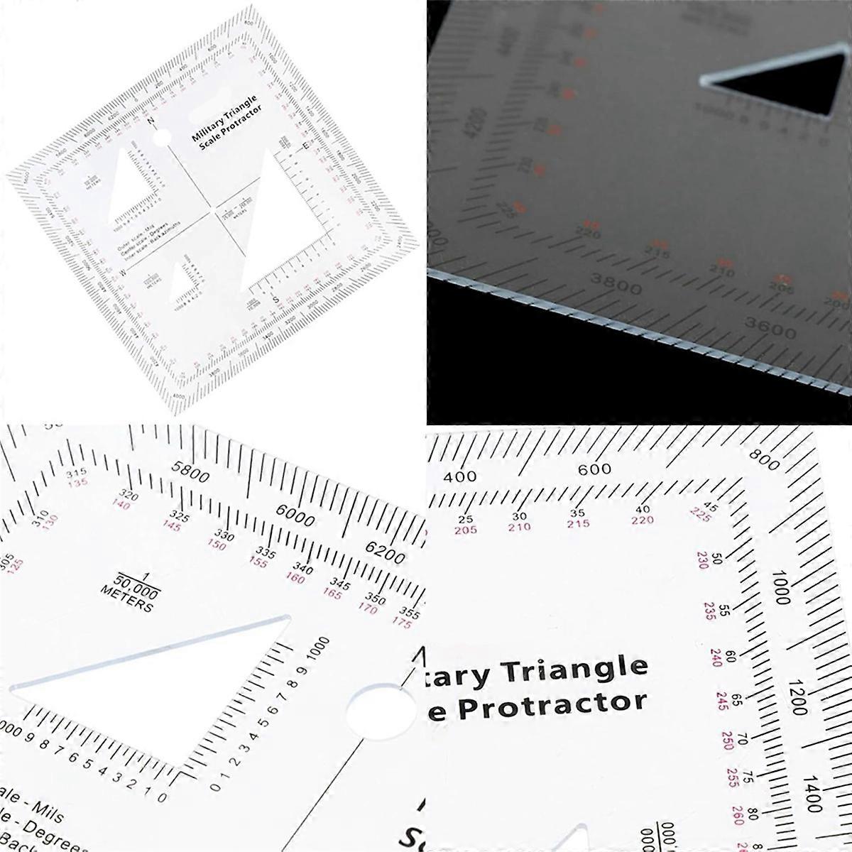 2X Coordinate Scale Practical Transparent Topographical Map Scale Navigation Protractor