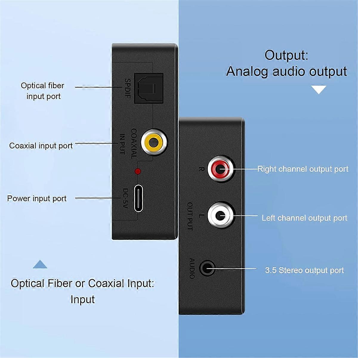 Digital to Analog Audio Converter Optical Coaxial to &3.5mm Output