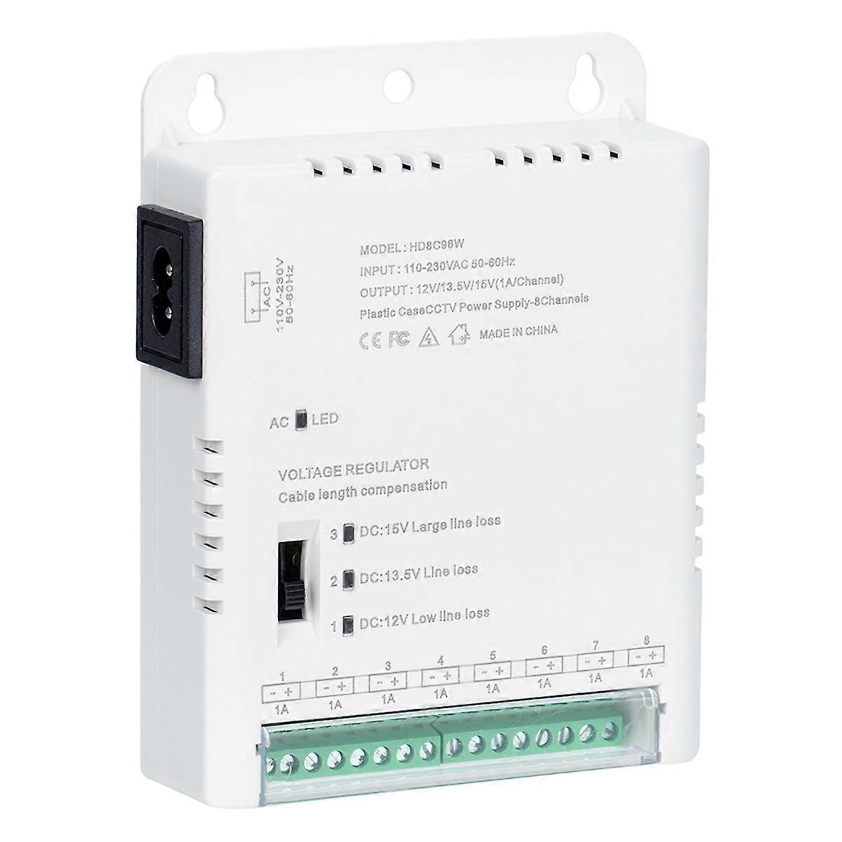 90V-264VAC Input to 12V-13.8-15VDC Output 8 Channel, HD8C96W
