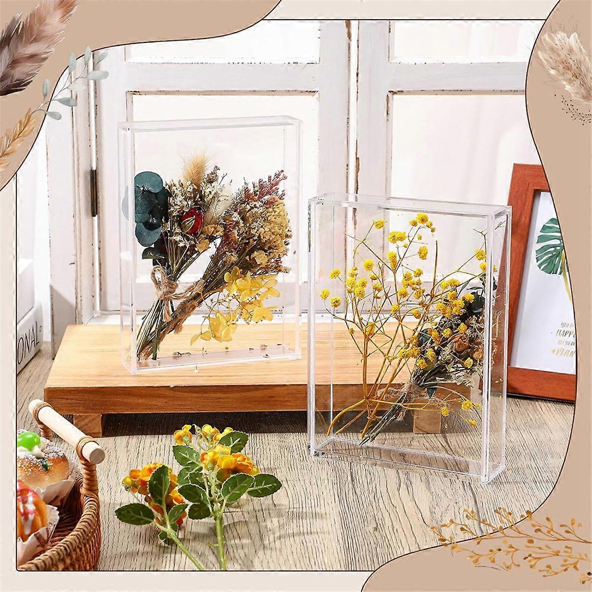 2 Pcs Acrylic Shadow Boxes Display Cases, Shadow Box DIY Frame Clear Acrylic Display Cases Wedding M