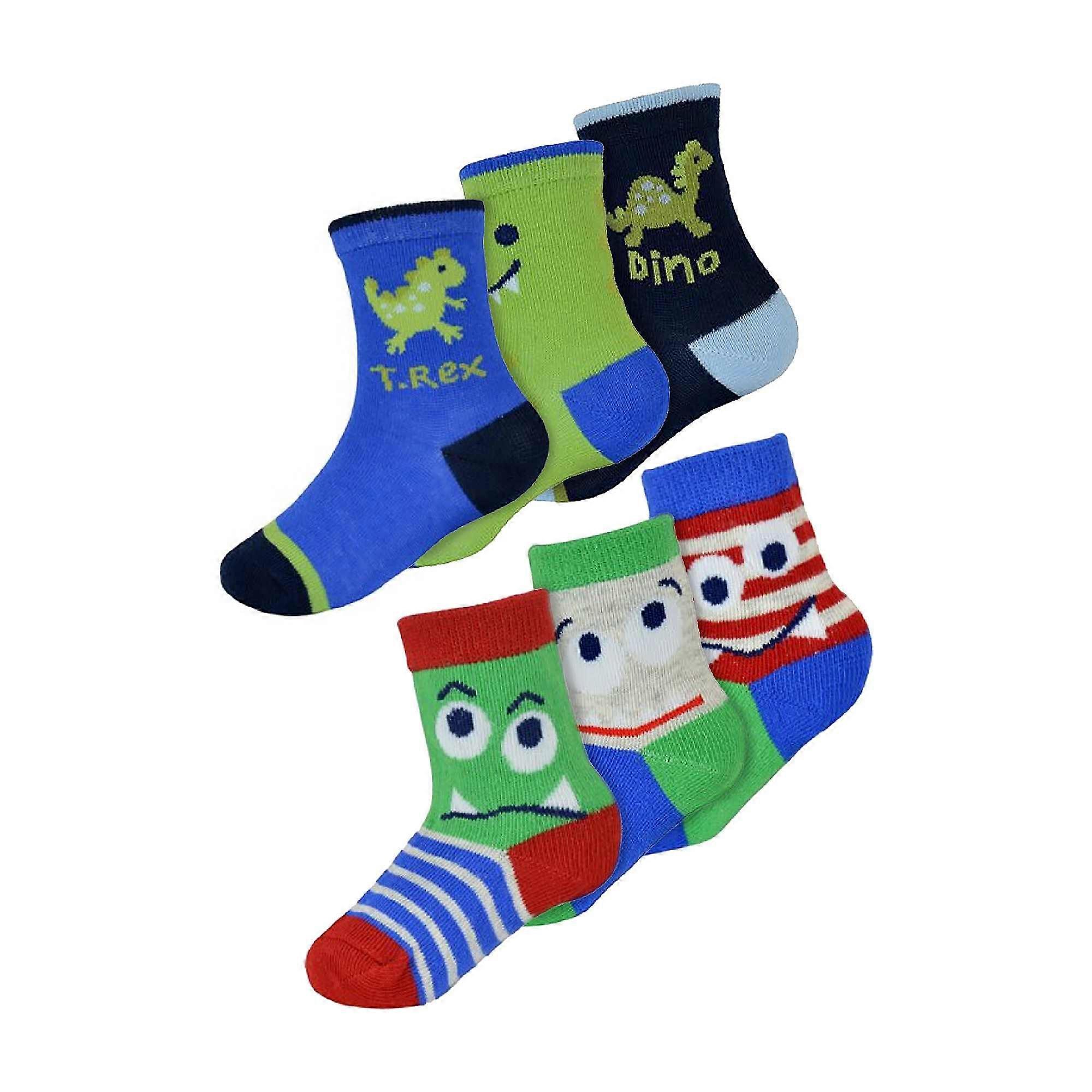 Sock Snob - 6 Pack Baby Boys Monsters Dinosaur Pattern Socks