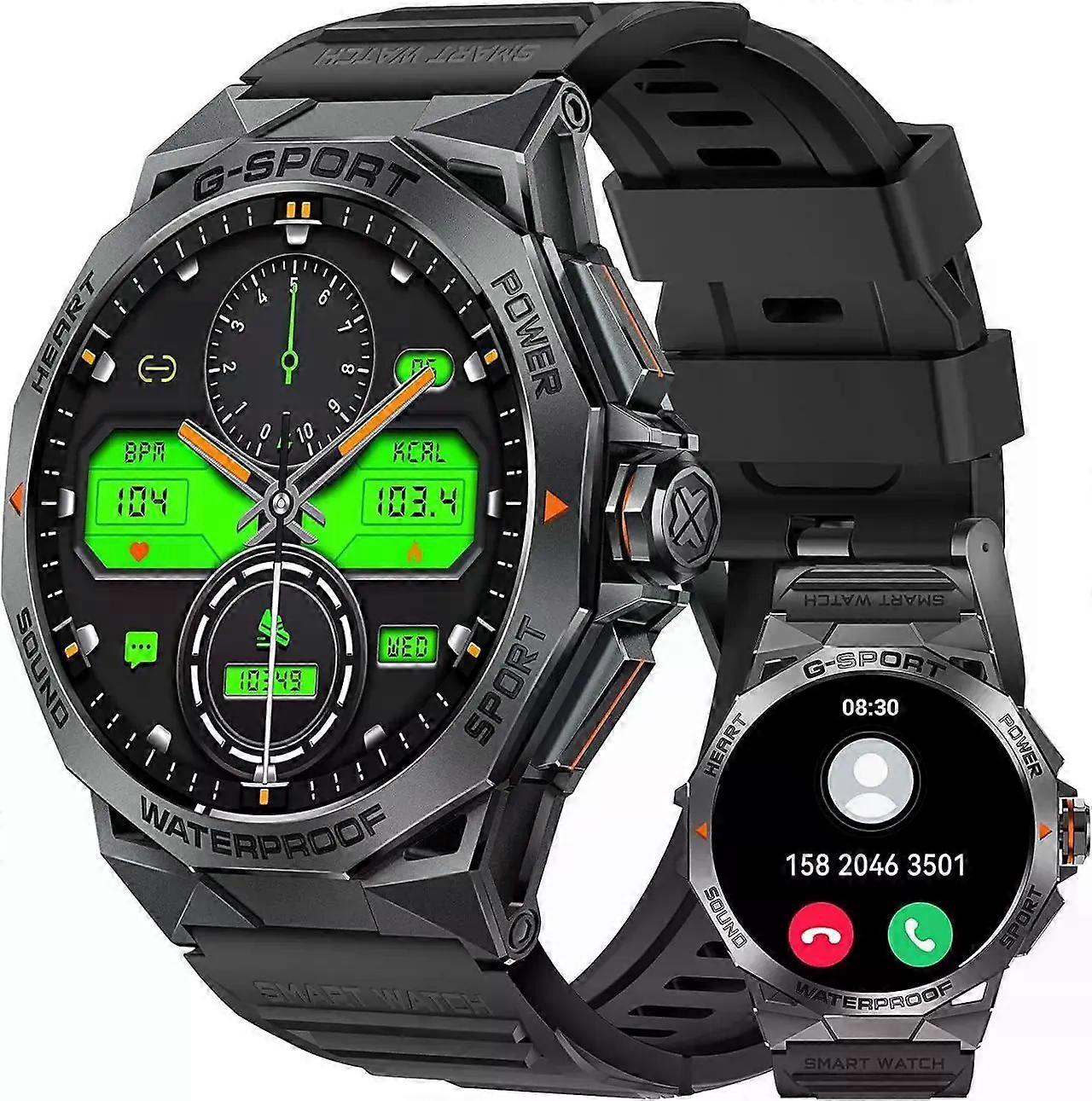 Military Smart Watch for Men AMOLED 1.43" Rugged Smart Watch with 100+ Sports Modes Fitness Tracker Watch with Heart Rate Sleep Tracker Tactical Smart