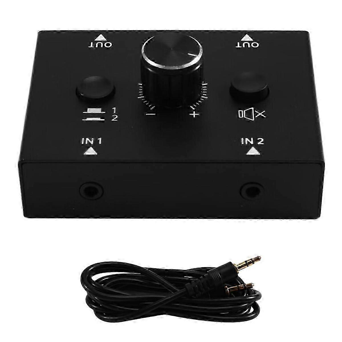 Audio Switch Selector with 3.5 mm Jack Audio Switch 2 Inputs 1 Output Analogue Stereo Aux Switch Aud