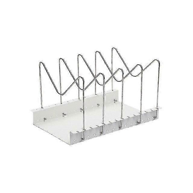 Multi Layer Adjustable Pan And Pot Lid Organizer Rack Holder Kitchenware Storage Rack(White)