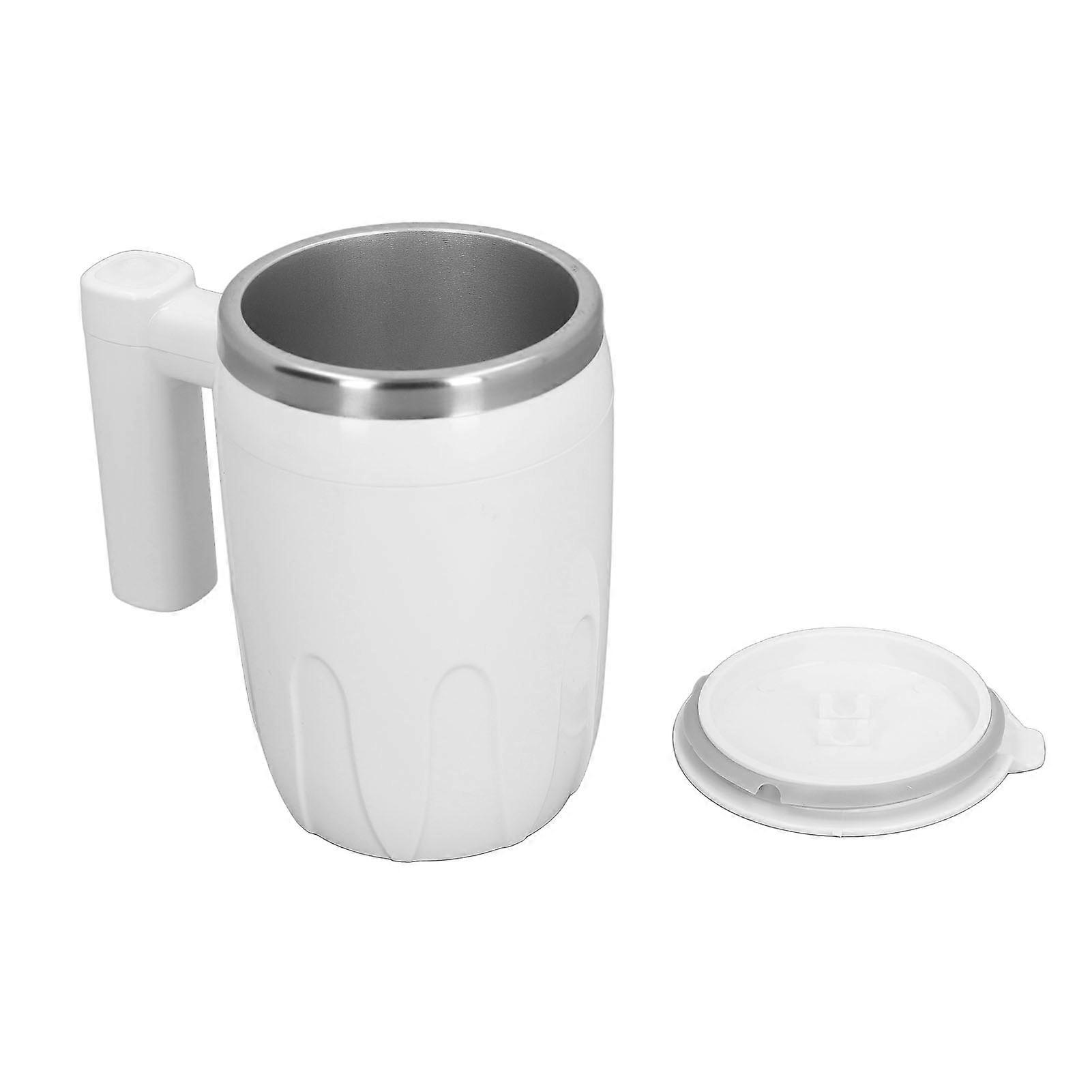 Self Stirring Coffee Mug Rechargeable with Lid Portable Electric Magnetic Automatic Mixing White 