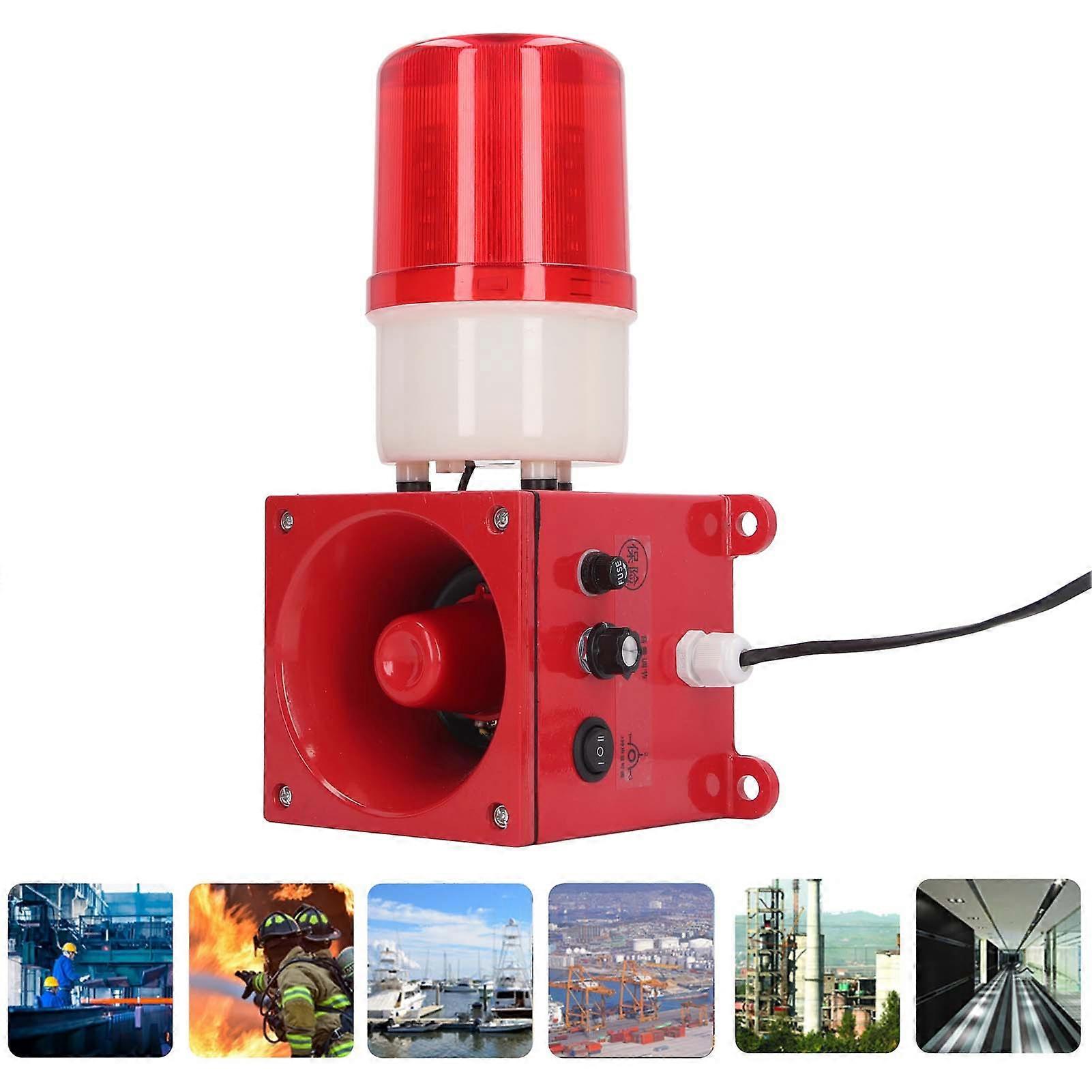 Industrial Warning Lamp 120DB Audible Visual Alarm Waterproof Security Strobe Light