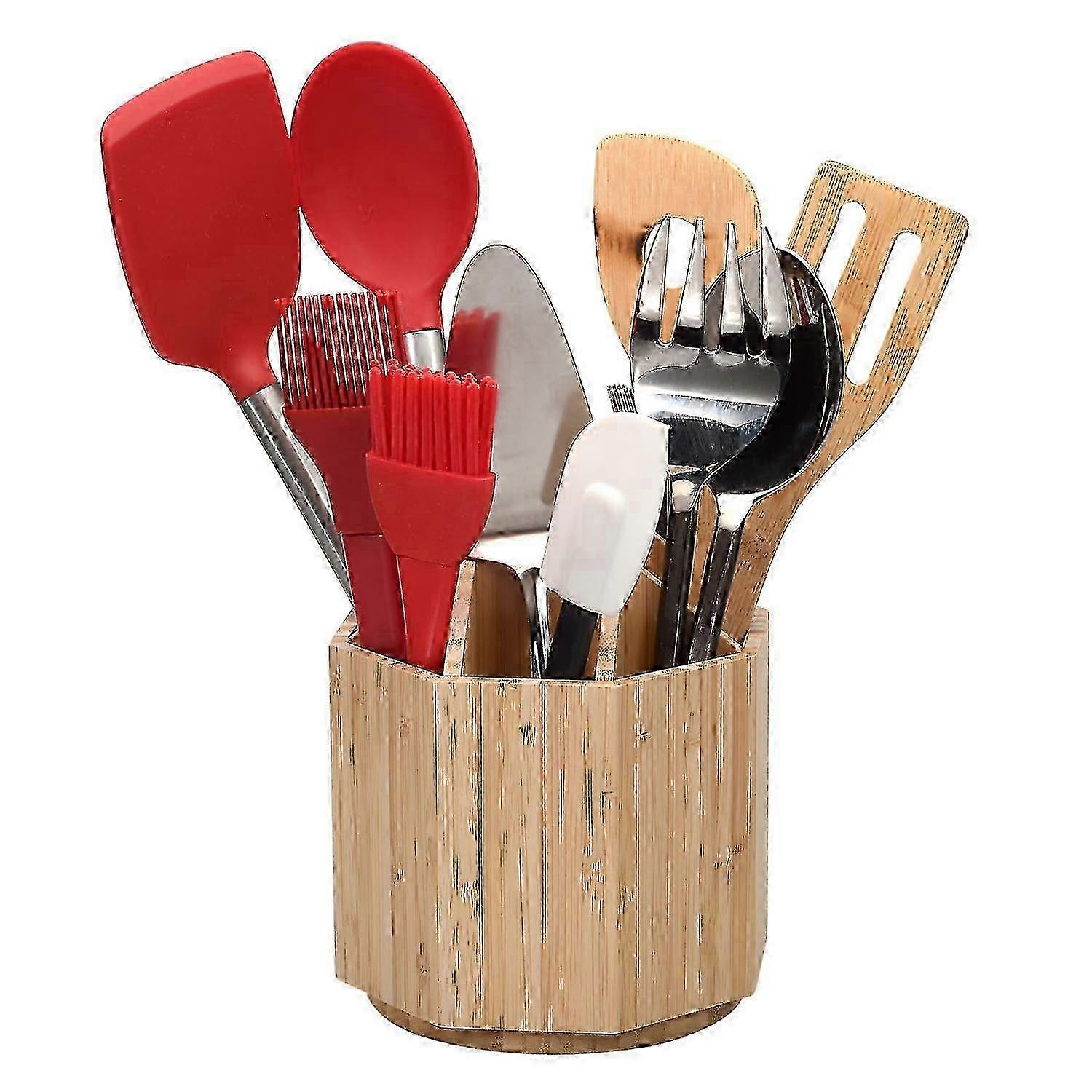 Rotating bamboo cutlery rack, 8 grids, removable miao4