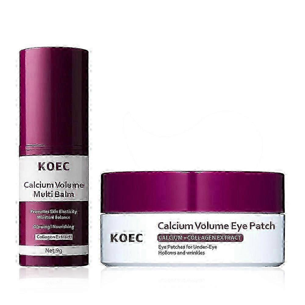 Calcium & Collagen Multi-Effect Repair Balm + Eye Patch Set - Anti-Wrinkle Firming Treatment for Face & Eye Area, Reduces Fine Lines, Boosts Elasticit