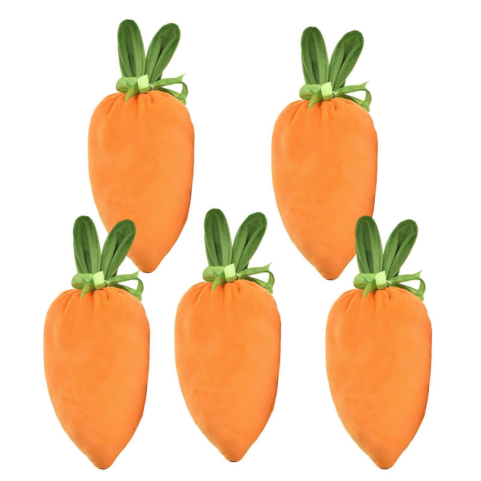 Carrot Shape Gift Bags Set of 5 Velvets Reusable Drawstring Bunnies Ear Candy Pouches for Easters Parties and Festives Multicolor