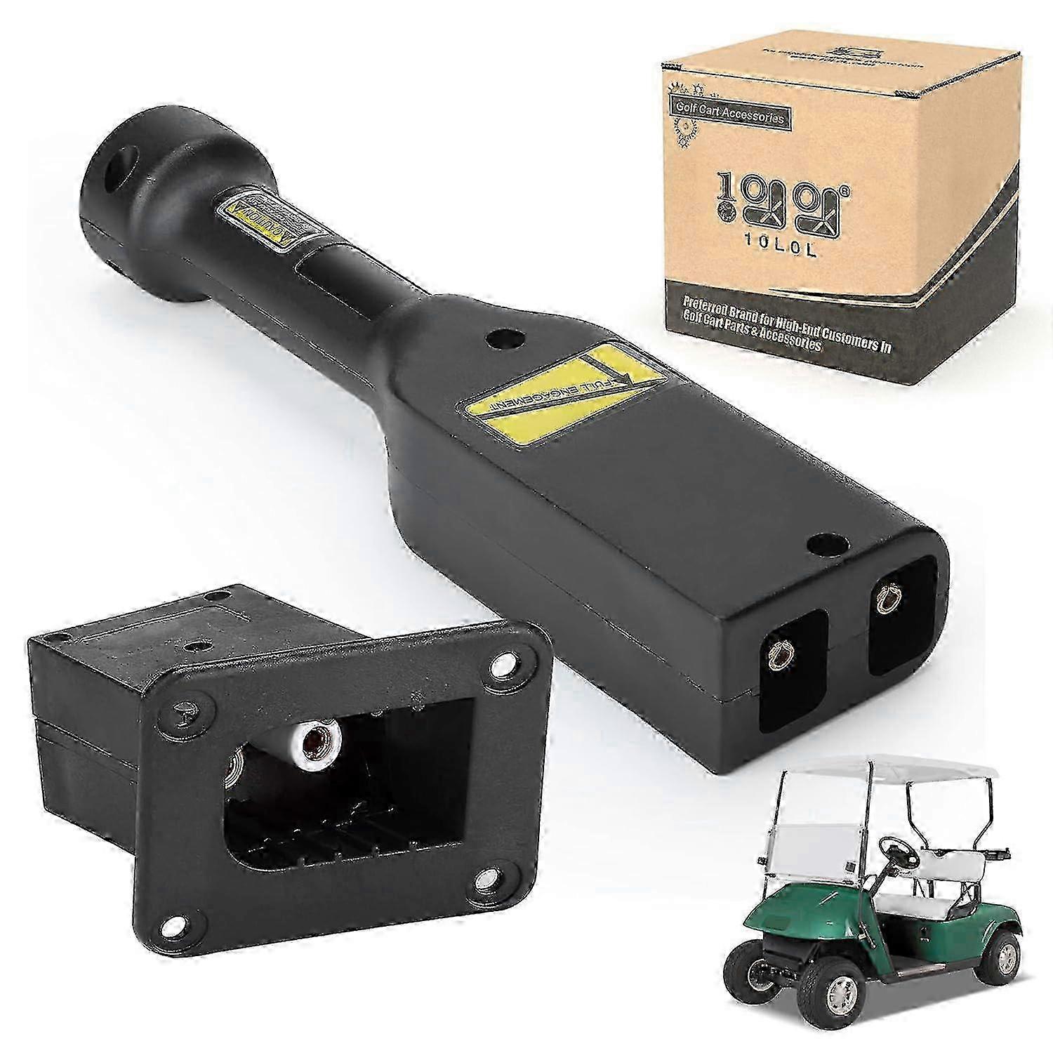 36V PowerWise Charger Plug and Receptacle for 1996Up EZGO TXT Medalist Models with Handle, OEM Part Numbers 73345G01, 73051G02, 73063G01