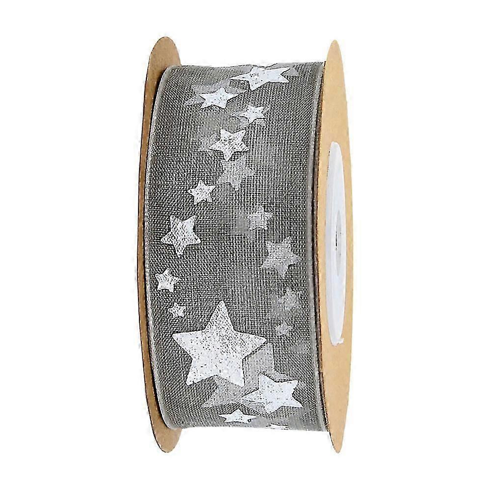 Grey Christmas Ribbon Five-Pointed Star Ribbon for Packing 1 Roll