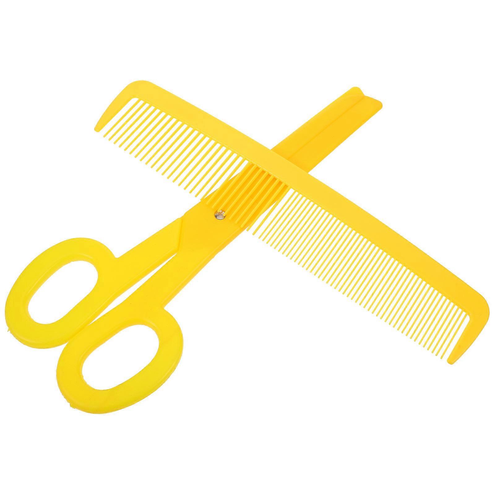 2Pcs Giant Clown Scissors Comb for Party Yellow Plastic Carnival Props