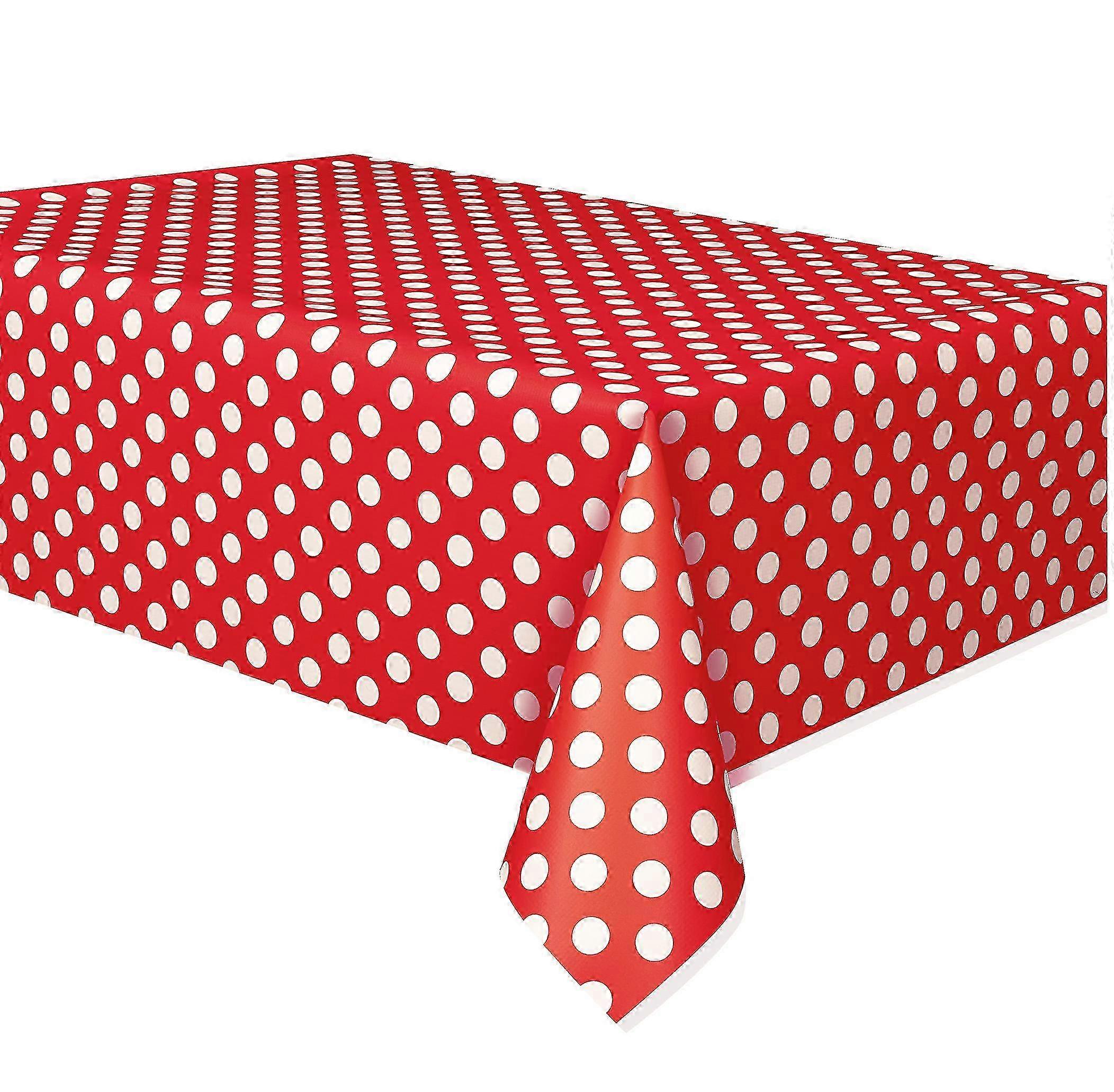 Rectangular Plastic Table Cover Red Polka Dot 137x274cm