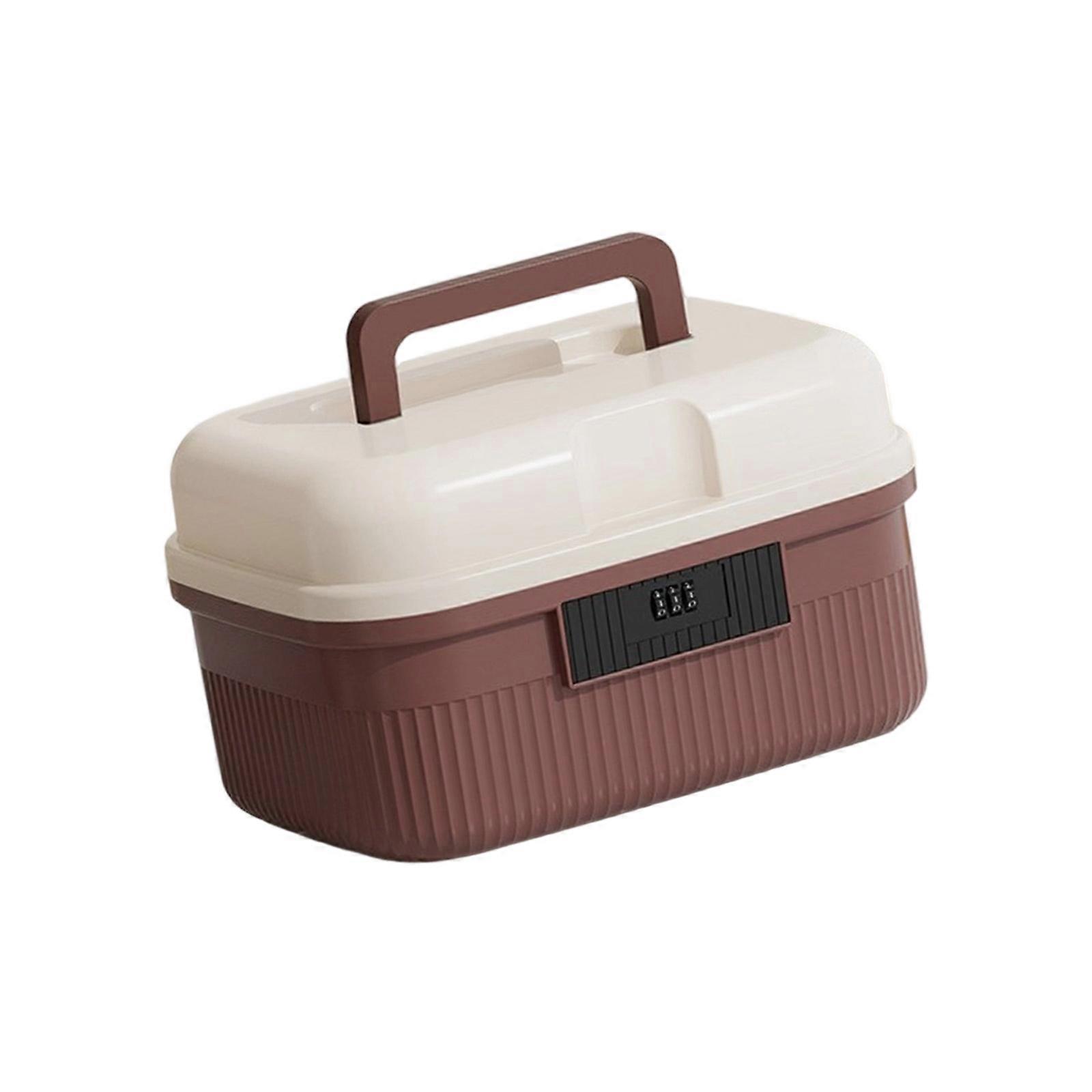 Multifunctional Locking Container For Valuables Organization Dustproof Designs Portable ABS Plastic Storage Solution  S Red brown