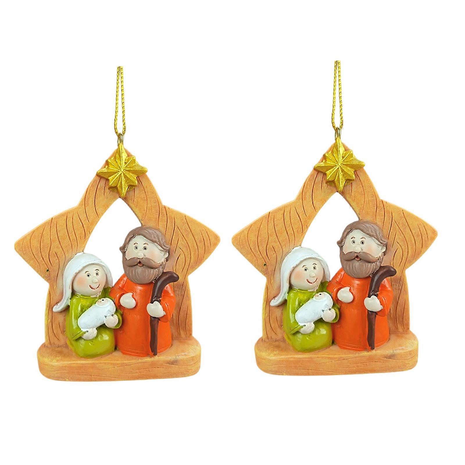Christmas Storytelling Figurines Set Durable Resin Perfect For Parent Child Interaction Multicolor