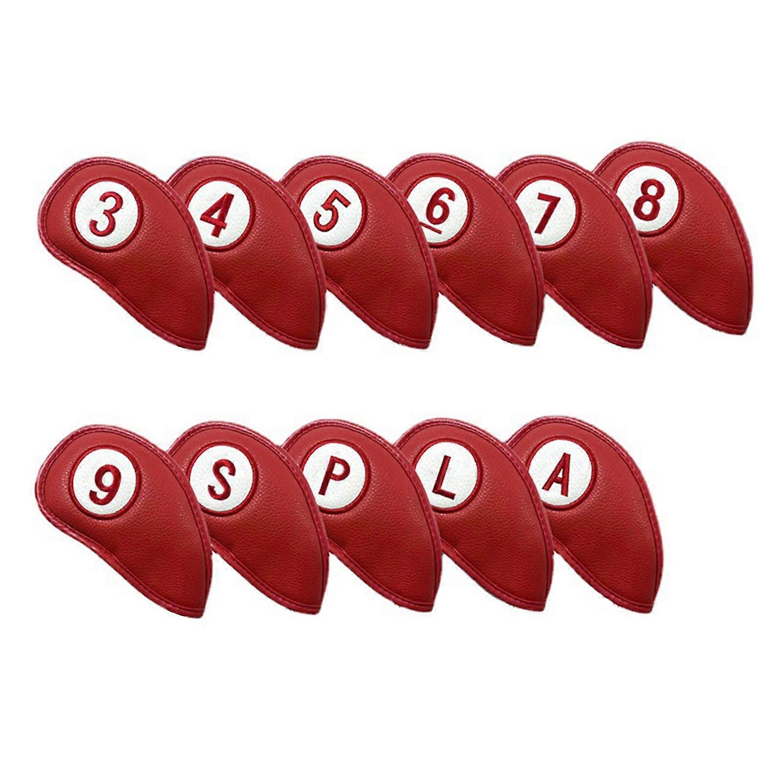 11 قطعة / مجموعة غطاء حديد الجولف غطاء رأس الحديد غطاء رأس الجولف اللون PU الجلود الحديد غطاء نادي الجولف مع عدد كبير الأحمر