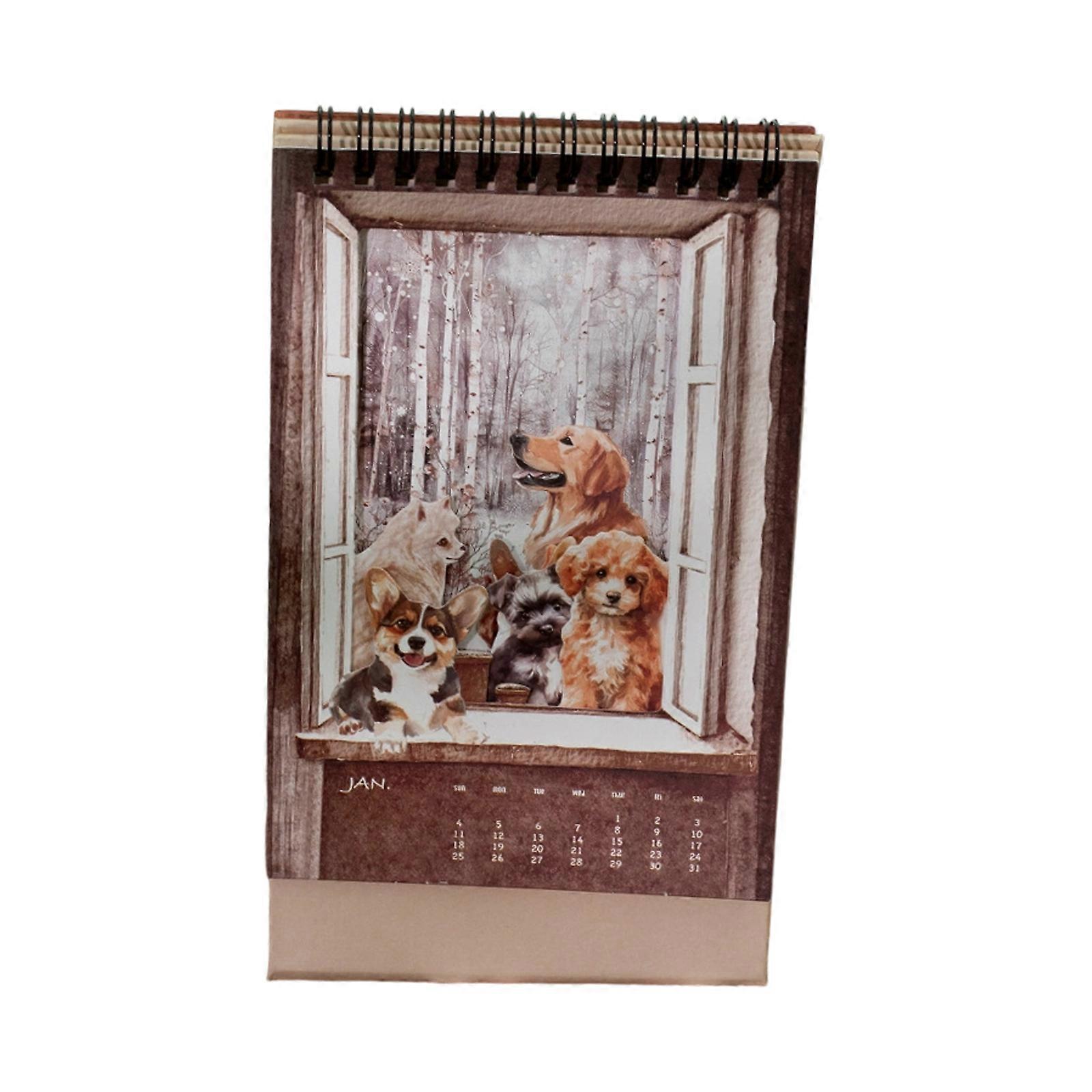 Artistic Retro Daily Planner Calendar with Card Slot and Memos Clip Workspaces Essential Paper Texture for Office Multicolor