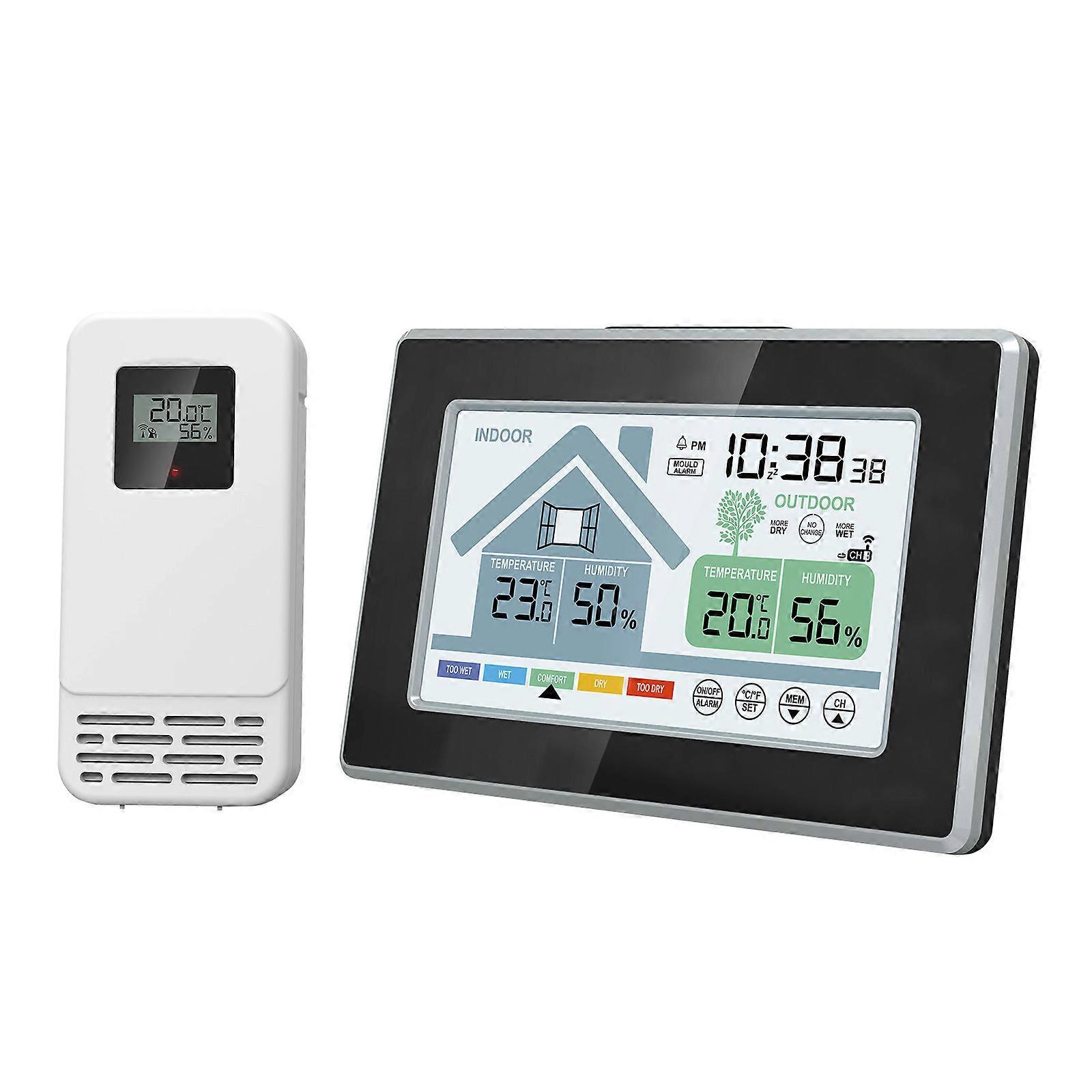 Wireless Weather Stations Thermometers Hygrometer with Time Alarm Clock Digital Temperature Humidity Measurement Meter Multicolor