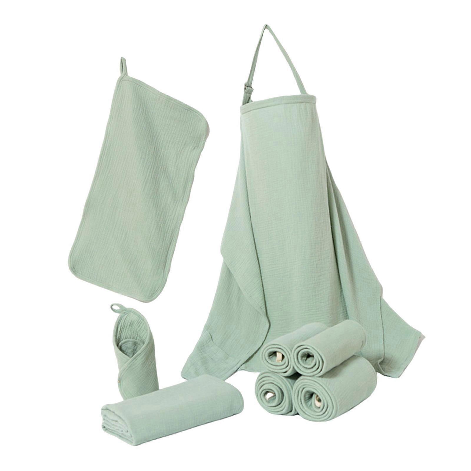 Multipurpose 5 Pc Infant Towel Set For Bathing Feeding Burping Bedding And Skincare Gentle On Sensitive Skin  Light Green