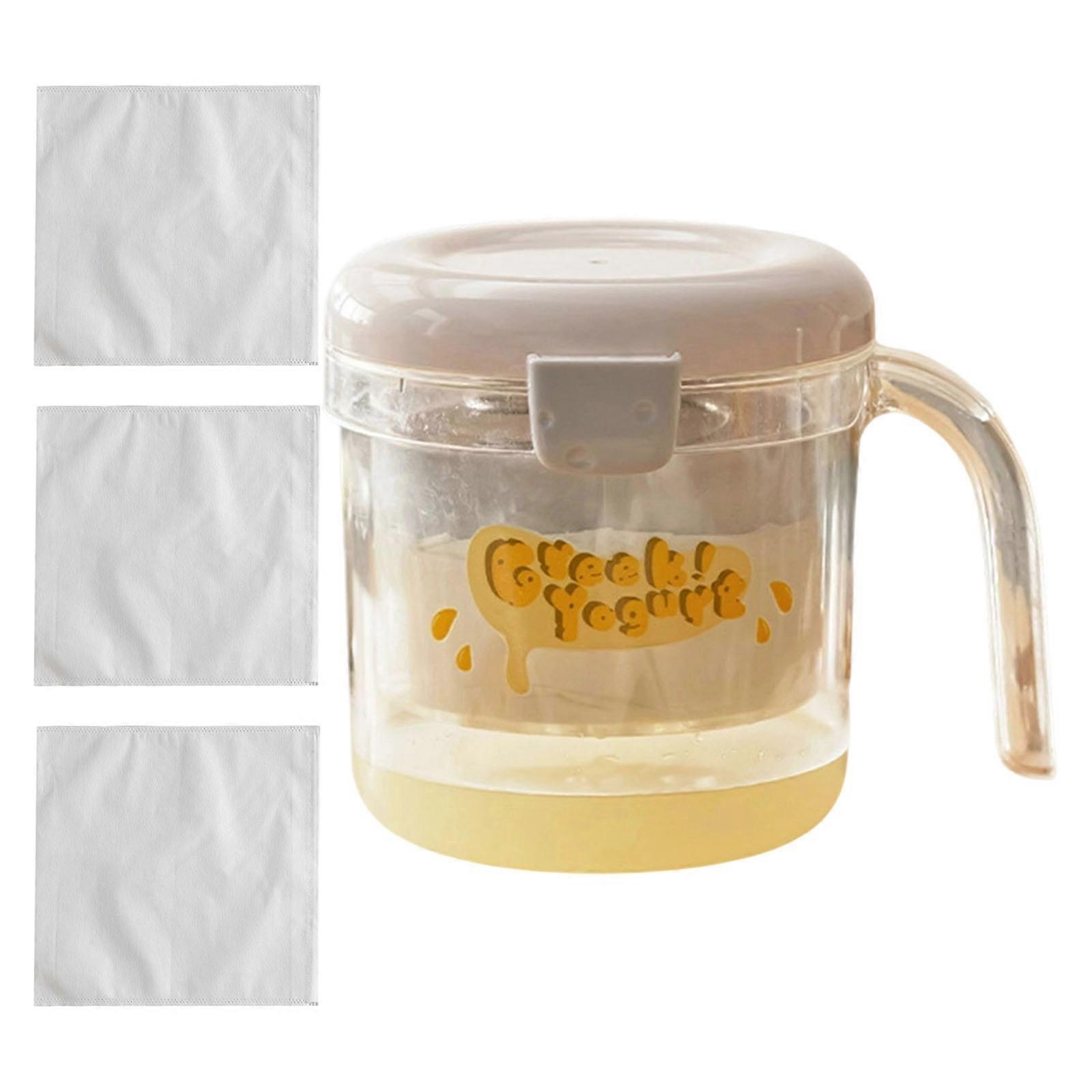 Yogurt Strainer Kitchen Food Gadget Tool with Lid with Fine Mesh Home Use Homemade Yogurt Filter Yogurt Maker Whey  White