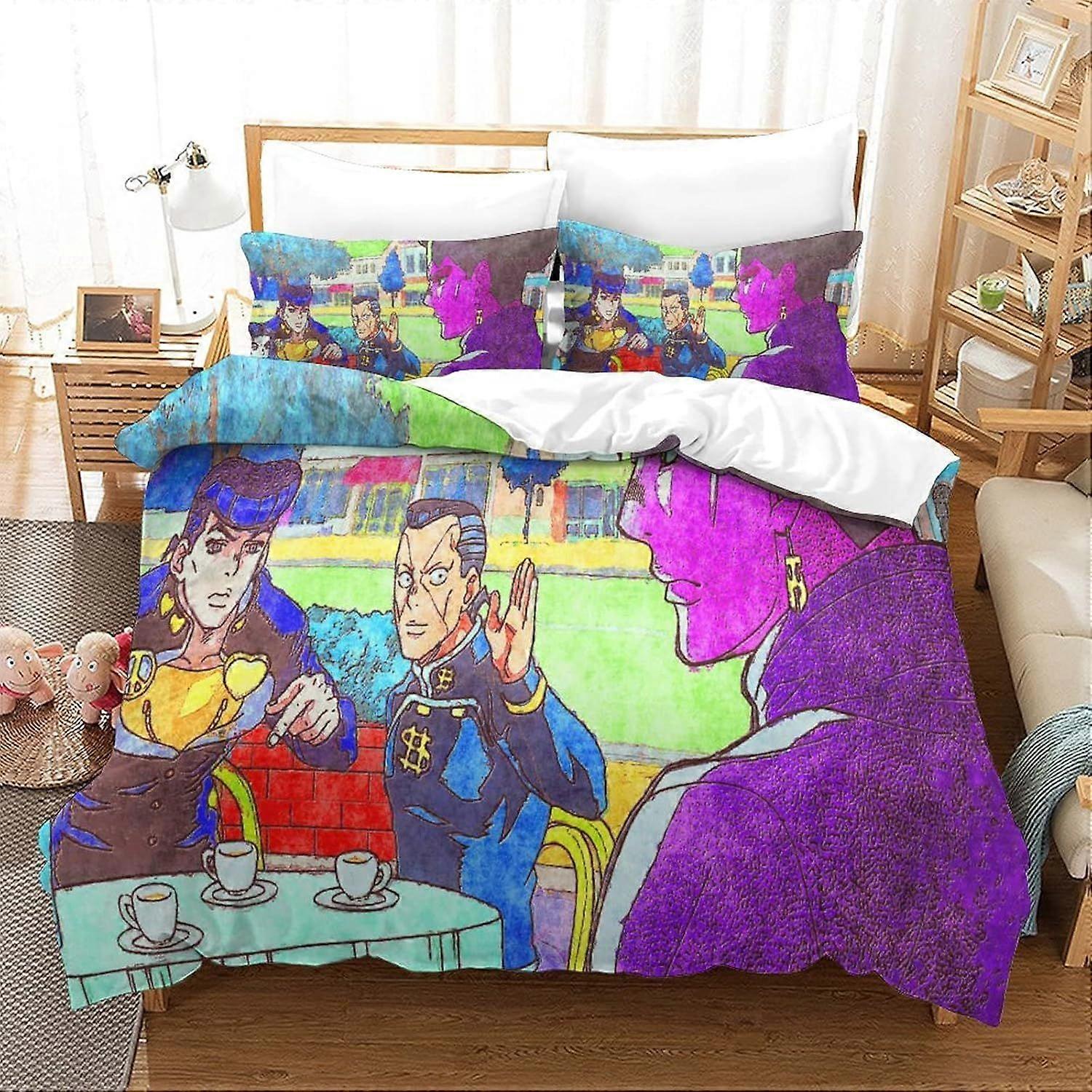 أطفال جوجو غريبة مغامرة الفراش مجموعة أنيقة الكرز زهر الفراش غطاء لحاف للفتيات شخصيات أنيمي مطبوعة غطاء المعزي 3D المفرش 