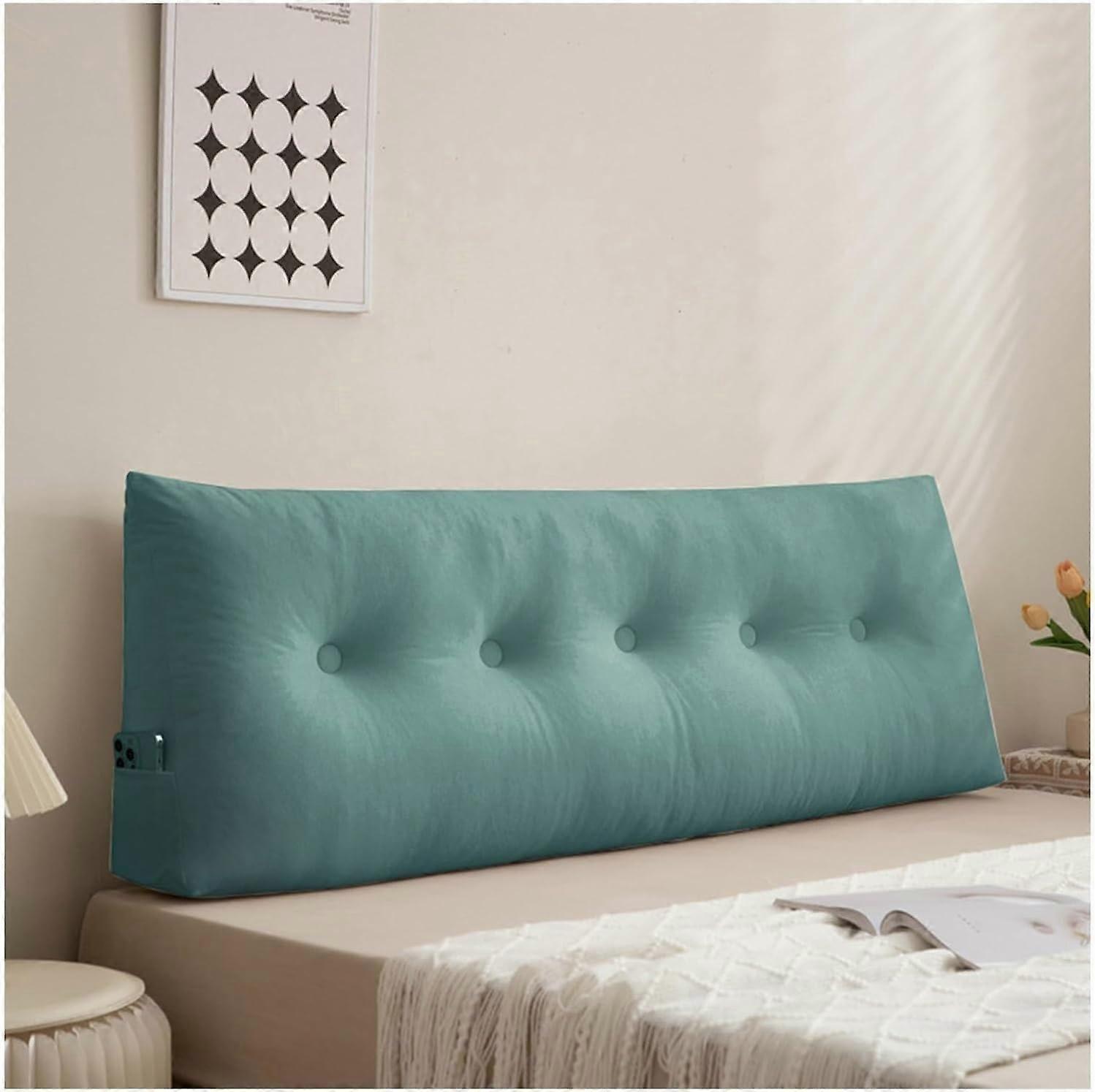 Sofa Bed Backrest Cushion Wedge Pillow for Headboard Support and Reading, Lake Blue 100x50x20cm