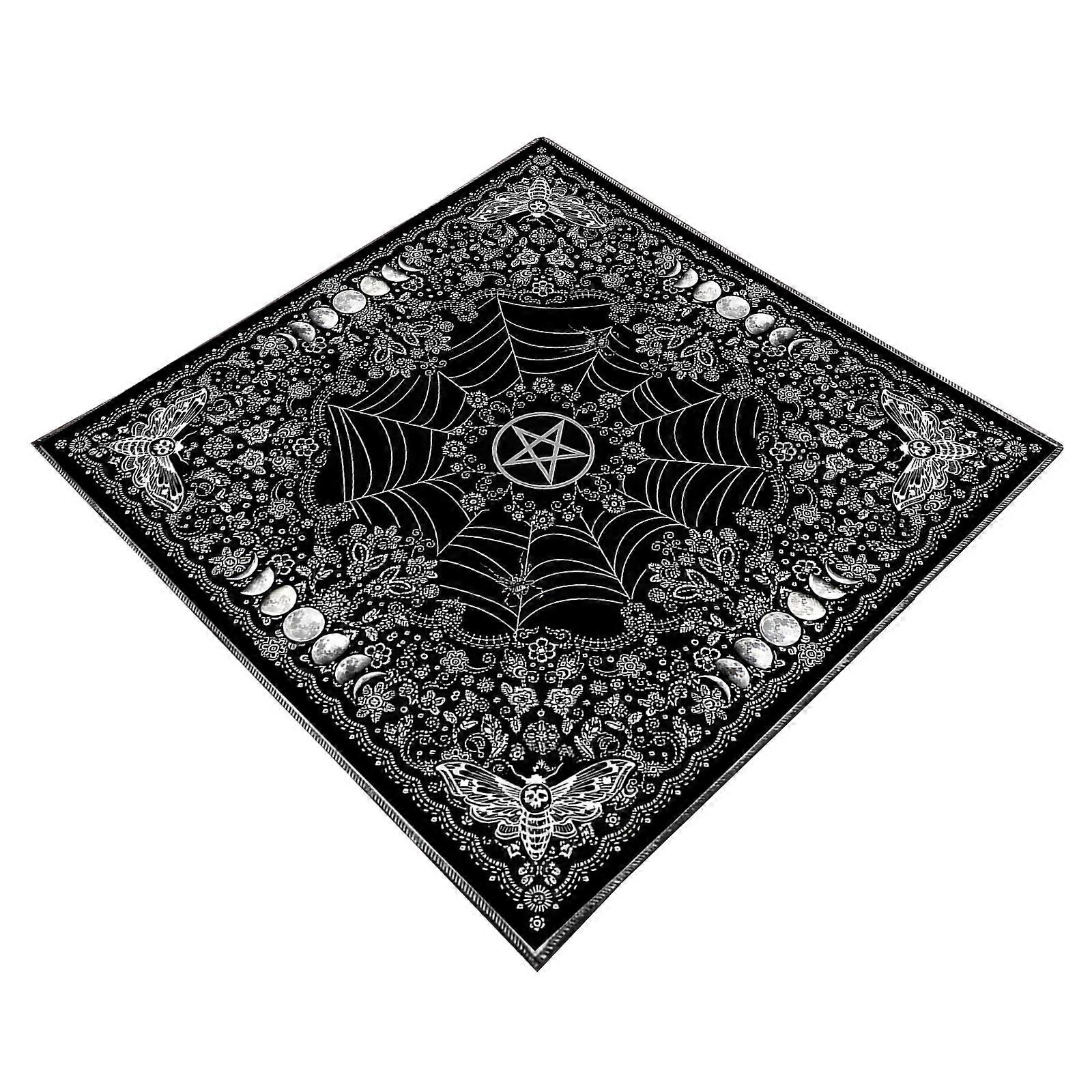 Oiseau Lune Motif Tarots Carte Nappe Autels Nappe Tissu Autels Tissu Divinations Carte Nappe Tapisserie Facile Utilisation B 50x50cm