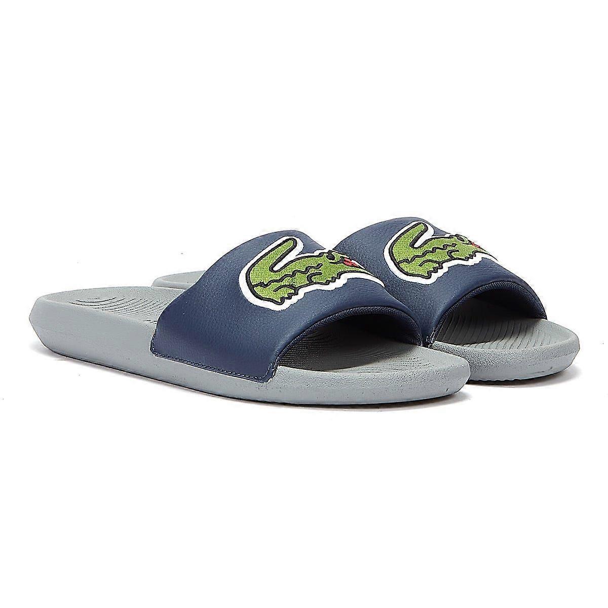 Lacoste Croco 1201 1 Mens Grey/Navy Slides