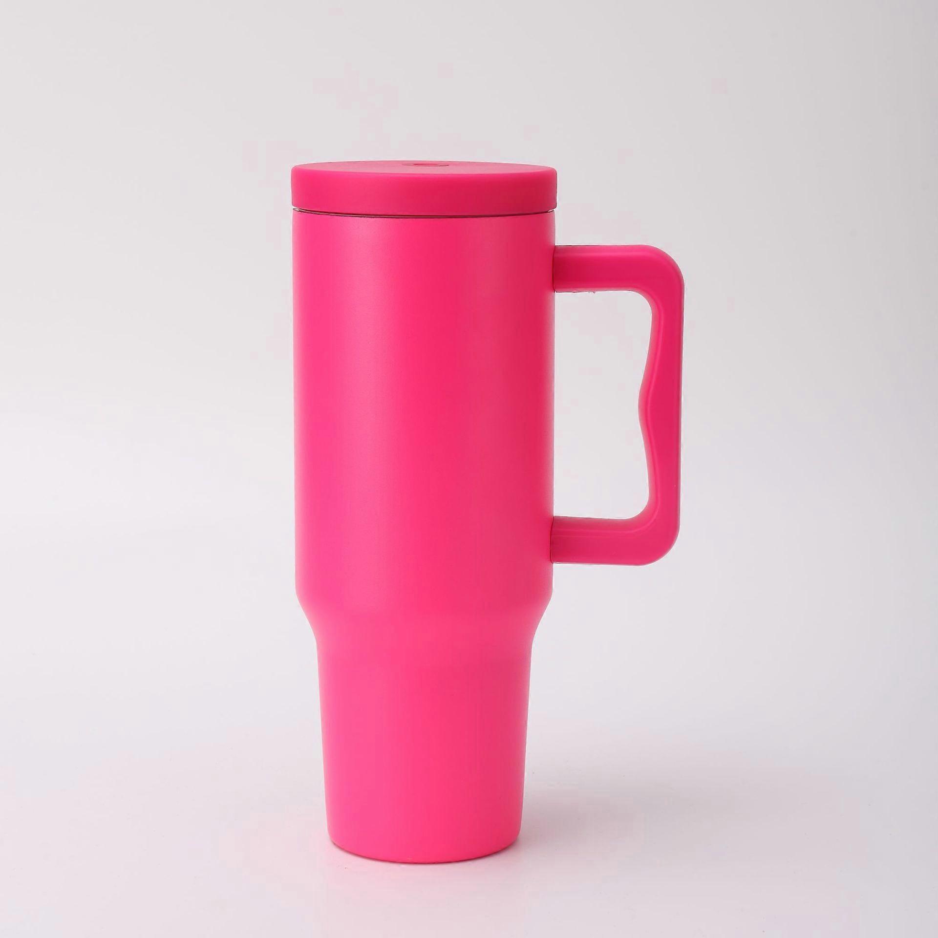 Rose Red 40oz Third Generation 40oz Handle Car Mug with Straw, Double-Layer Vacuum Handle, Large Capacity Insulated Ice Master
