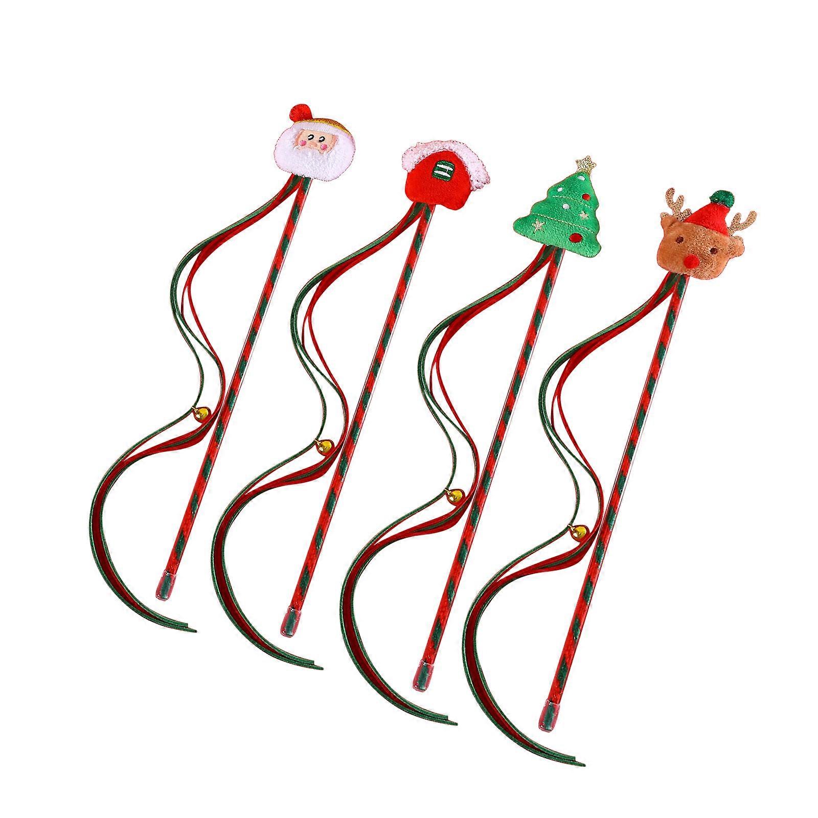 Baguette interactive pour chatons sur le thème de Noël, avec pompons, multicolore.