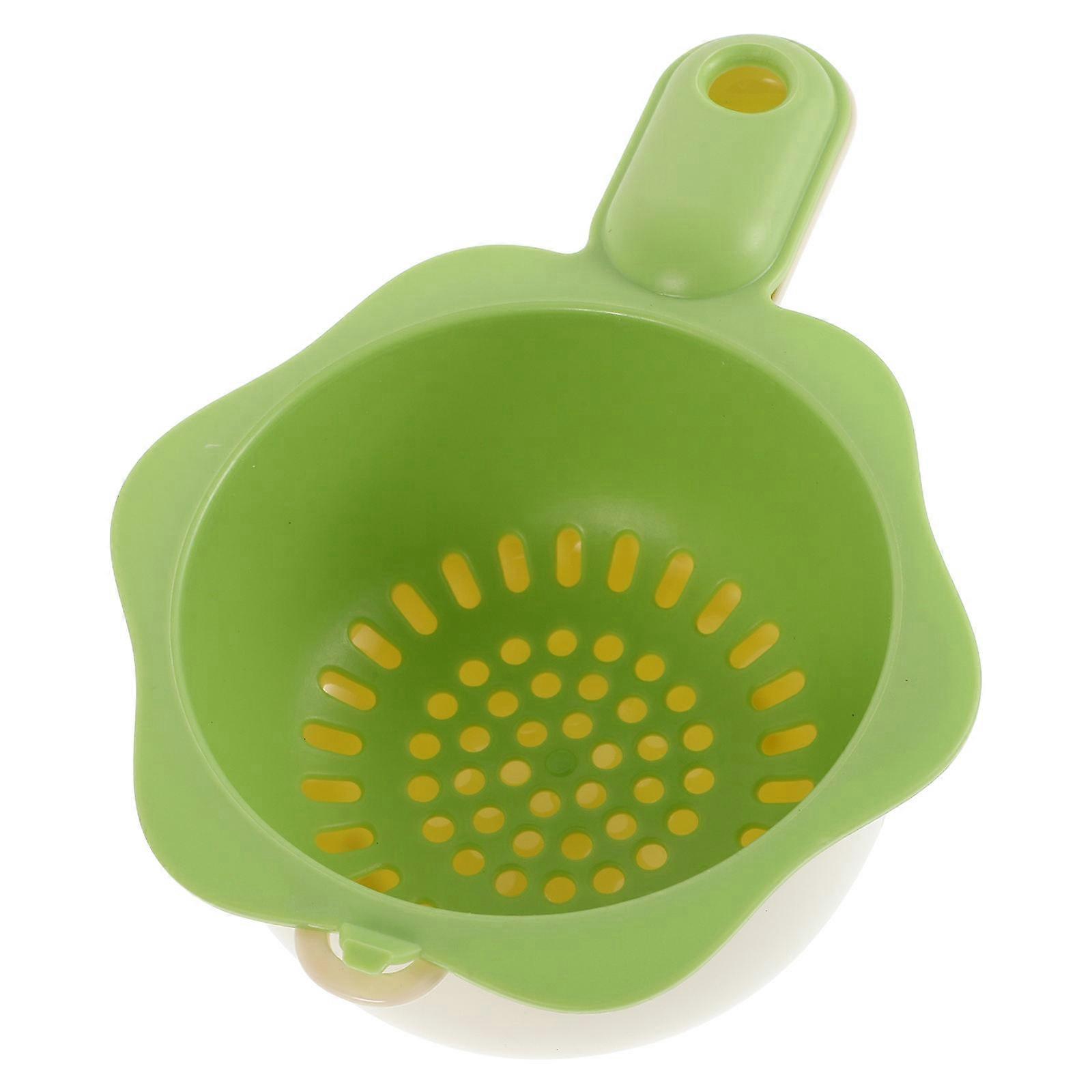 Multifunctional Green Fruit Drain Basket with Cute Handle Plastic