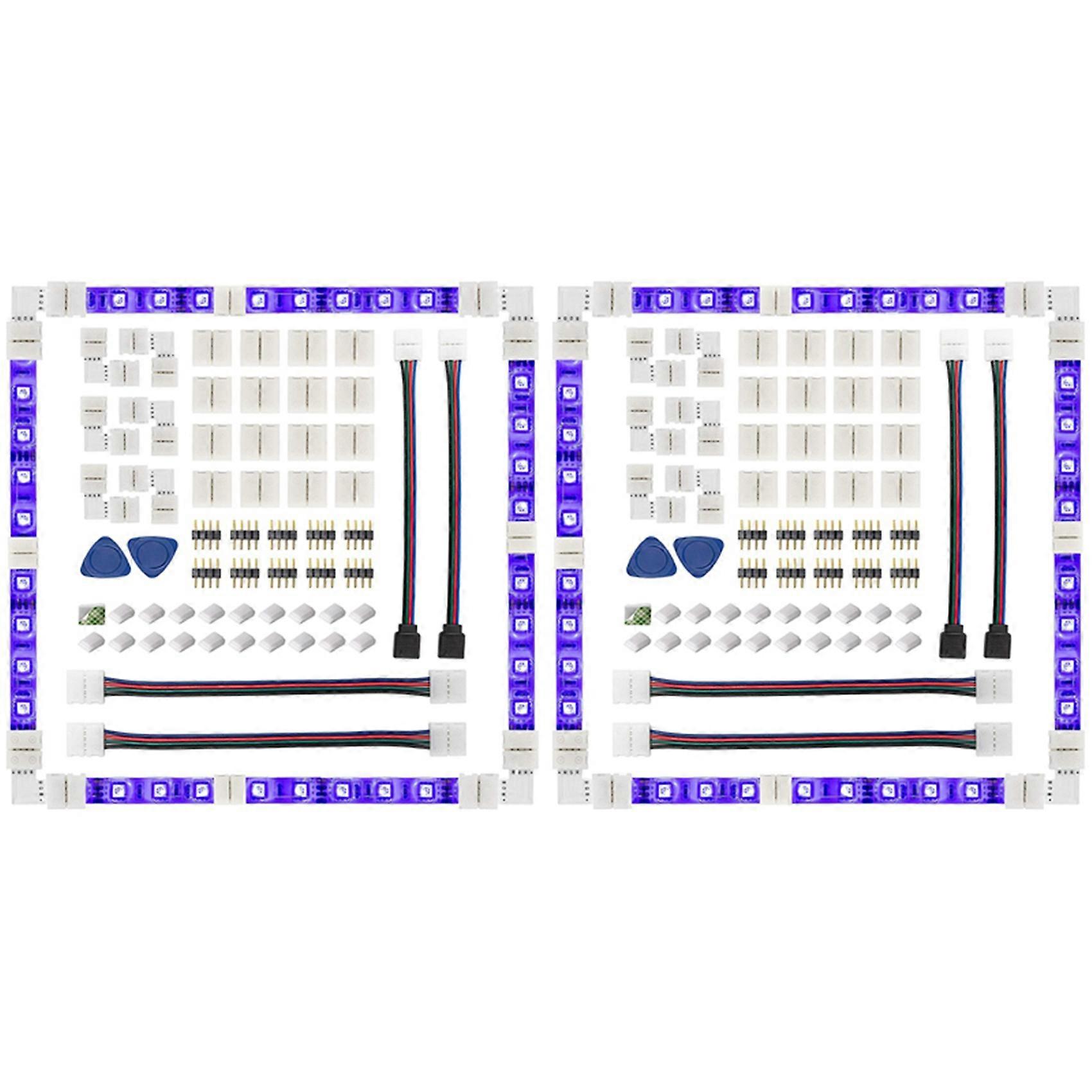 2Set LED Strip Connector 4 Pin 10mm Solderless RGB Light Strip Connector for 5050 SMD - Gapless, L S