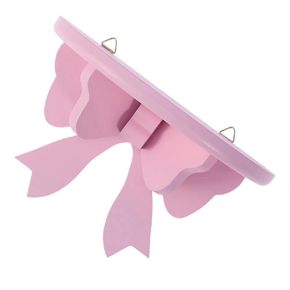 Pink Wooden Corner Shelf for Storage 1 Piece Butterfly Floating Wall Shelf