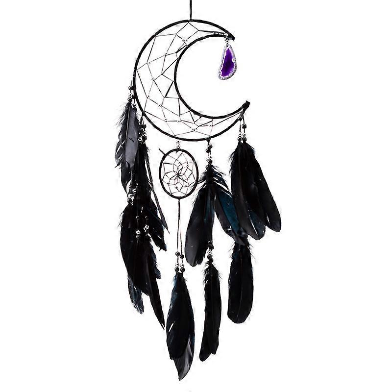 Dreamcatcher with Agate Charm - Black Sickle Crescent Moon 1 Pack