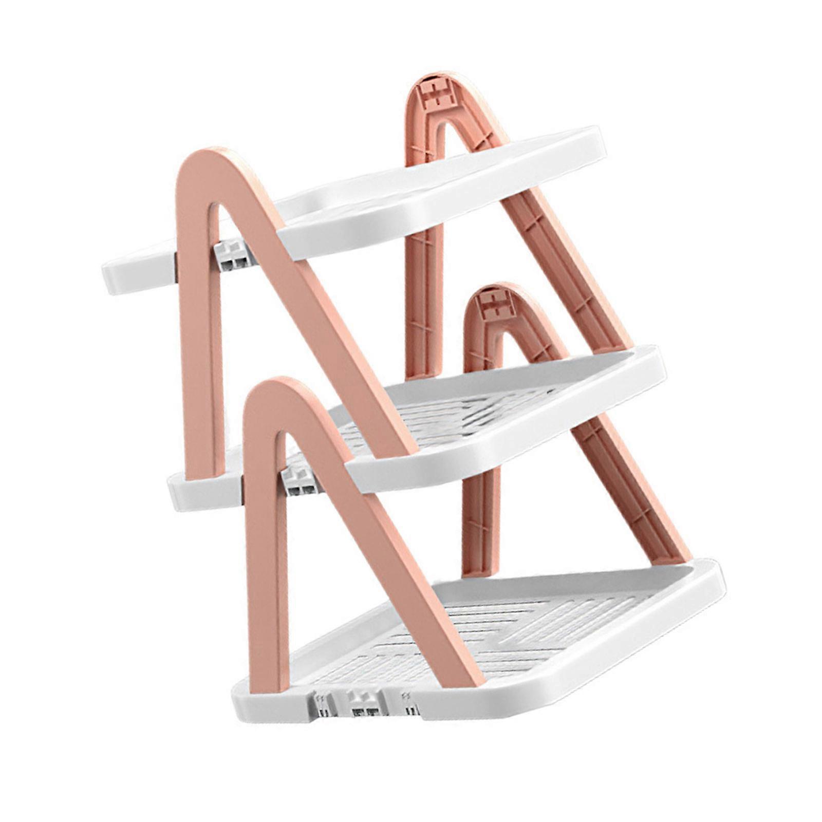 Efficient Shoe Storage Solution with Multiple Level Unique Shoe Storage Rack Space Saving Household Shoe Shelf  Pink Color