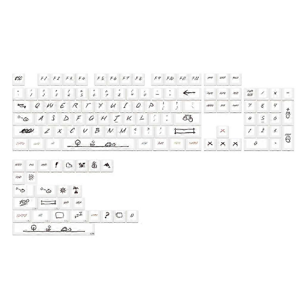 131 Keys Graffiti Style Keycap For Mx Switch Mechanical Gaming Keyboard Minimalist White Cherry Profile PBT Keycaps DIY
