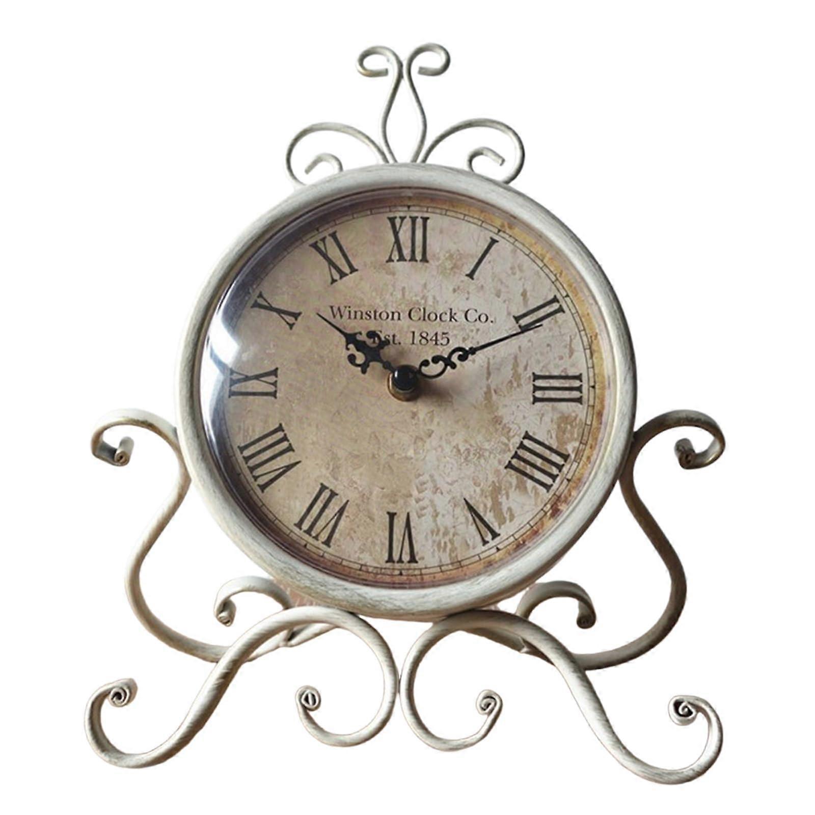 Vintage Metal Desk Clock with Mechanical Alarm for Collectors and Retro Home Decoration