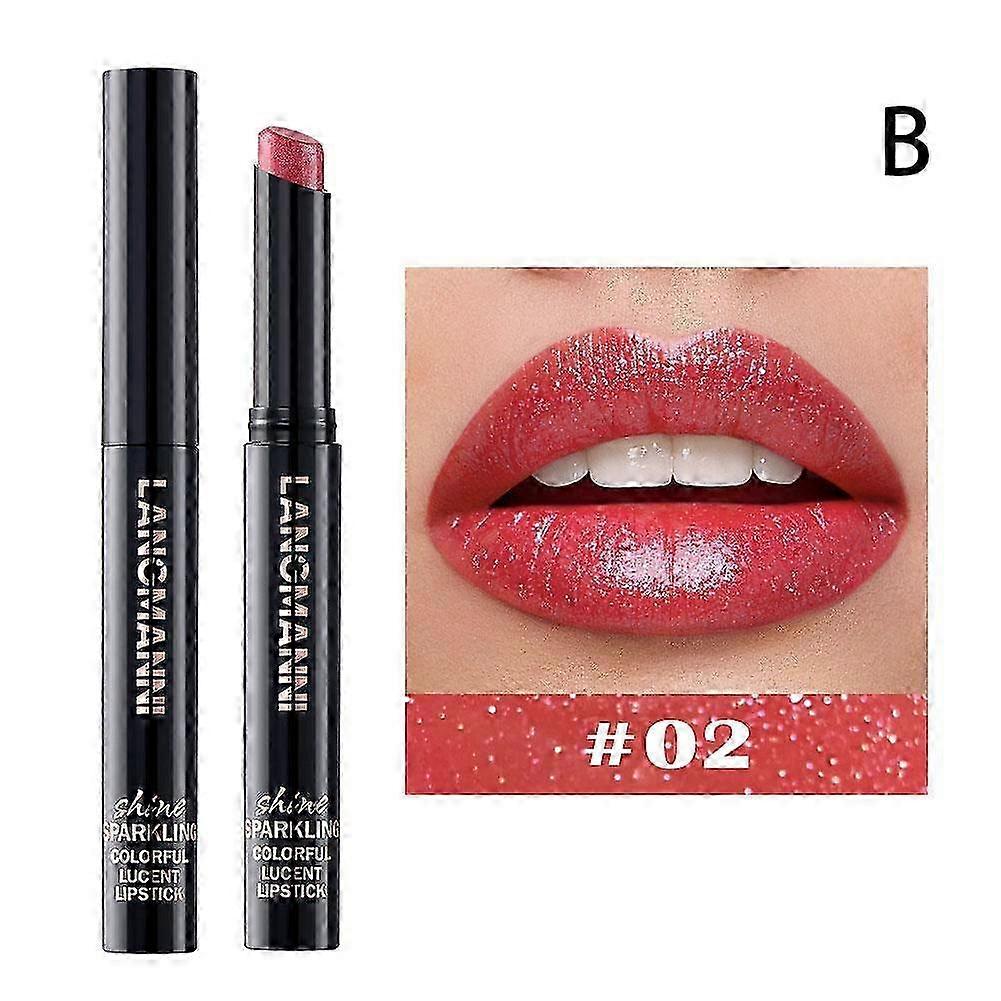 02#(B)$Ten colors oblique pearlescent rotating oblique design lipstick single pack