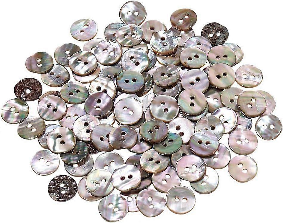 100Pcs 2 Hole Natural Shell Buttons 20L(1/2") Flat Round Mother of Pearl Buttons Seashell Coconat Brown Handmade Sewing Craft for Clothing Decoration 