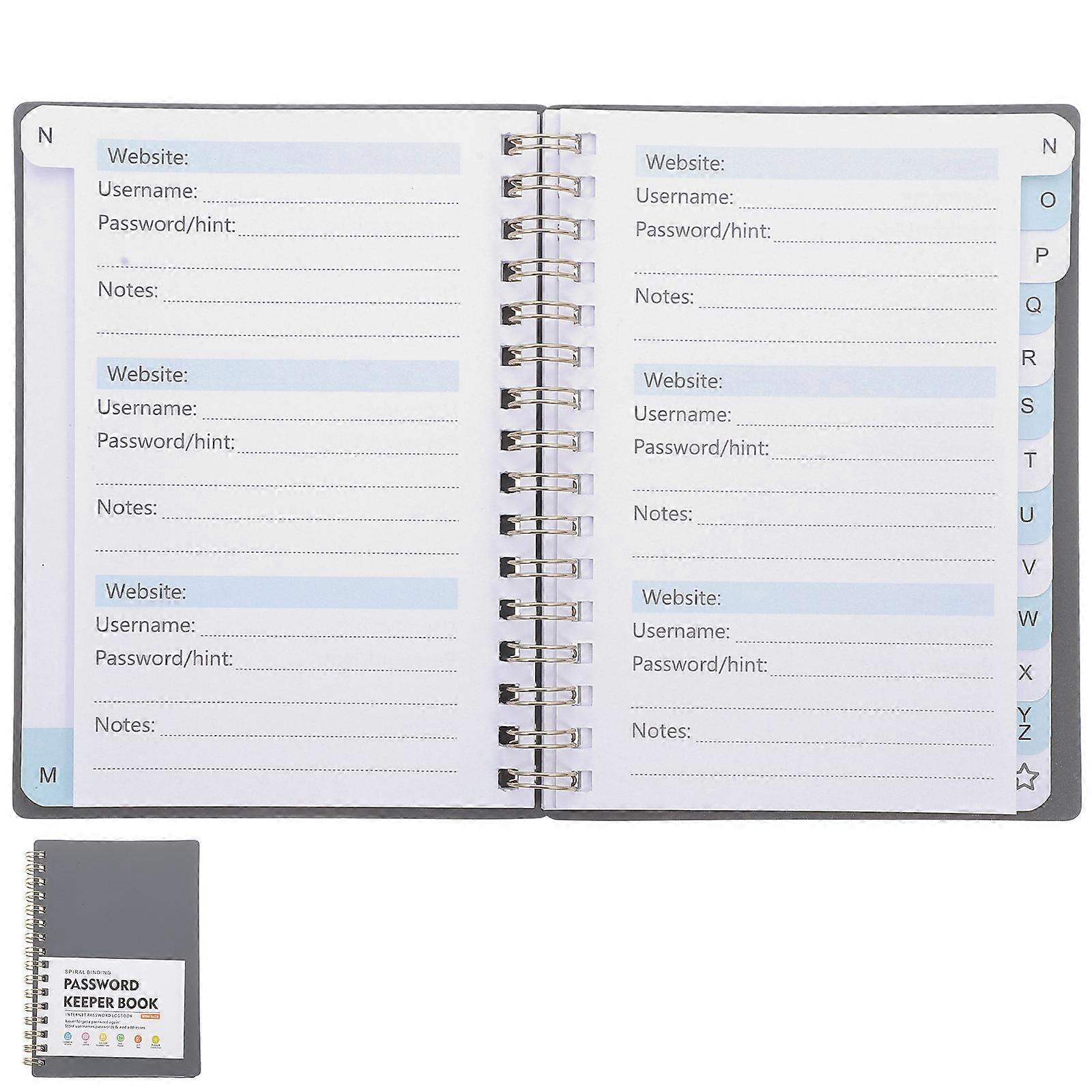 Password Book with Alphabetical Tabs for Website Management Organizer