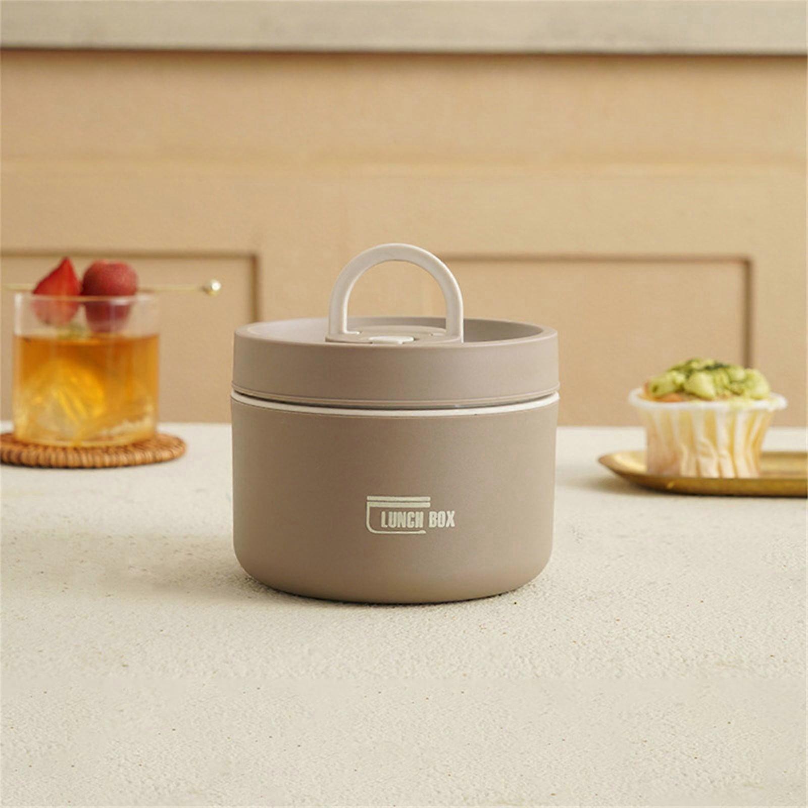 Hilingoto Insulated Lunch Box Brown, Large Portable Set with Thermal Bag, Stackable Stainless Steel Container Compatible with School, Work, Picnic