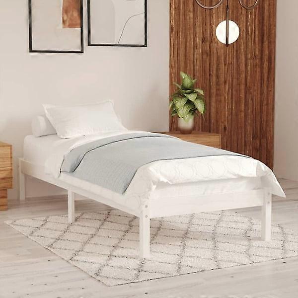 vidaXL Bed Frame White Solid Pine Wood 90x200 cm White