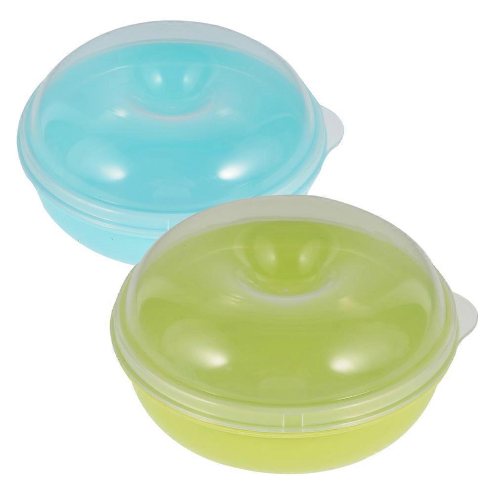 Doughnut Boxes Bread Container for Storage 2Pcs Assorted Color Microwaveable