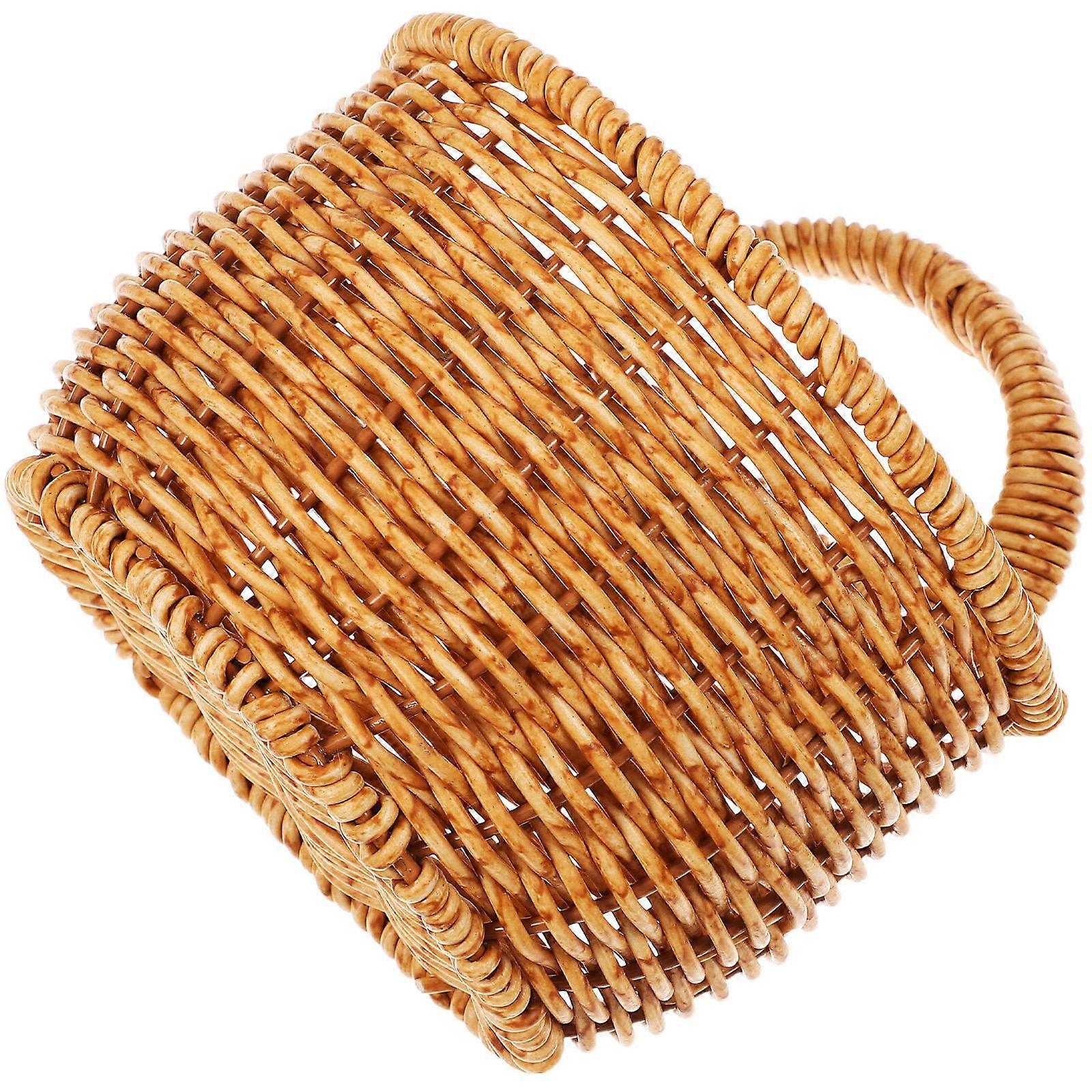 Woven Storage Basket Bread Basket Organizer For Home Use Light Brown 1Pack