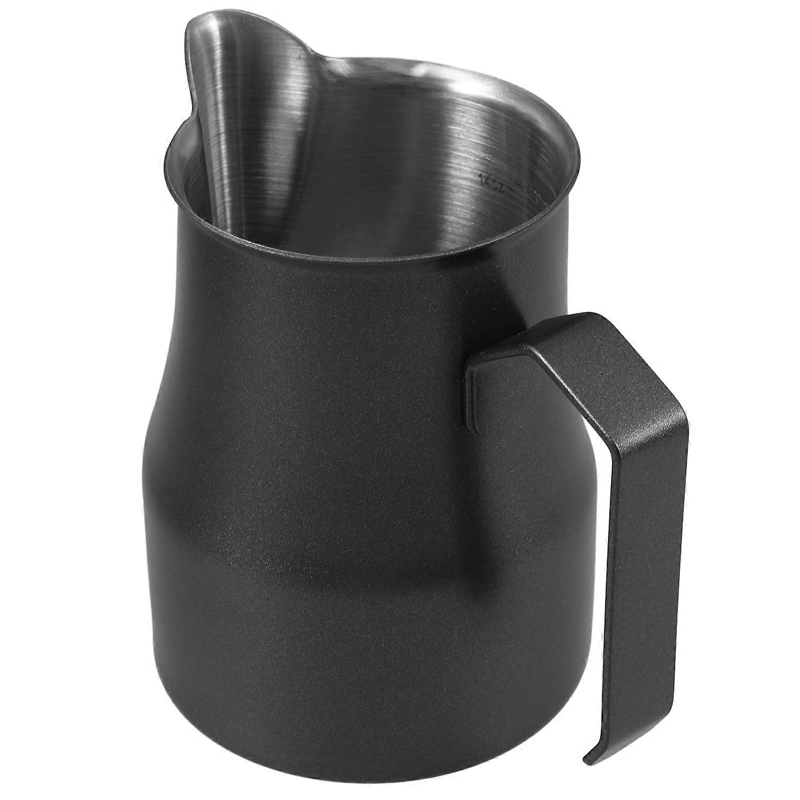 Pichet à mousser le lait en acier inoxydable noir pour usage professionnel, 480 ml