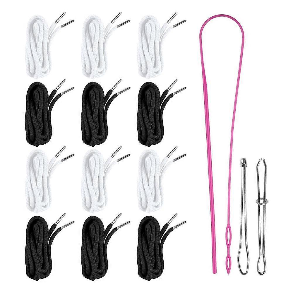 12 Pcs Drawstring Cord, 60 Inch Hoodie String Replacement, Draw String with Threader Tool for Sweatpants Pants