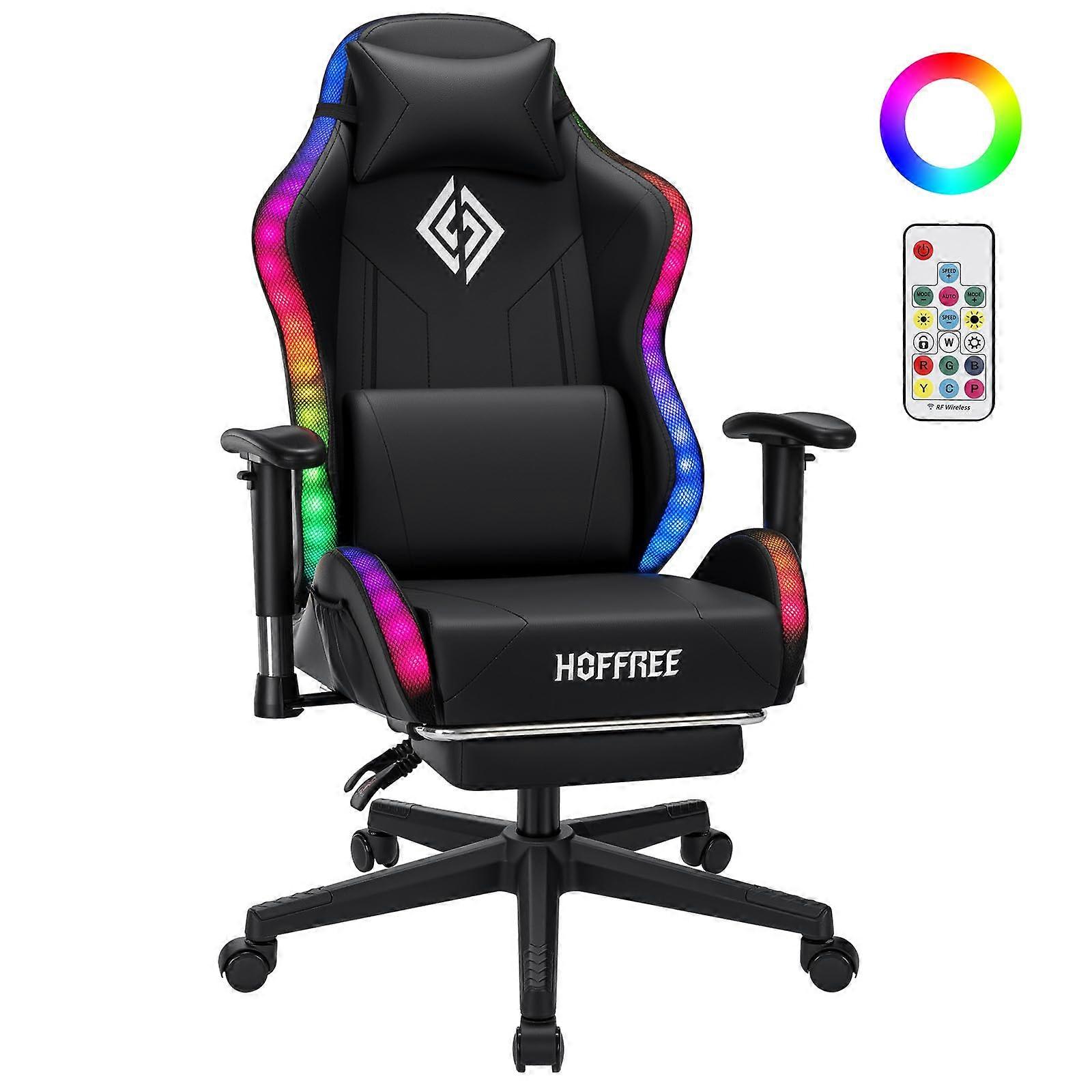 LED Gaming Chair for Kids with 338 LED Modes, Footrest and Lumbar Support, Reclining Ergonomic Design for Ages 815