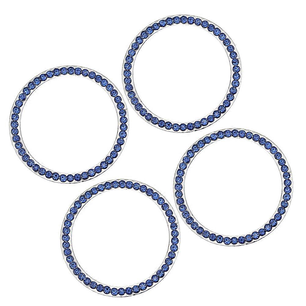 Start Ignition Button Cap Car Stem Cap with Rhinestones 8Pcs Blue